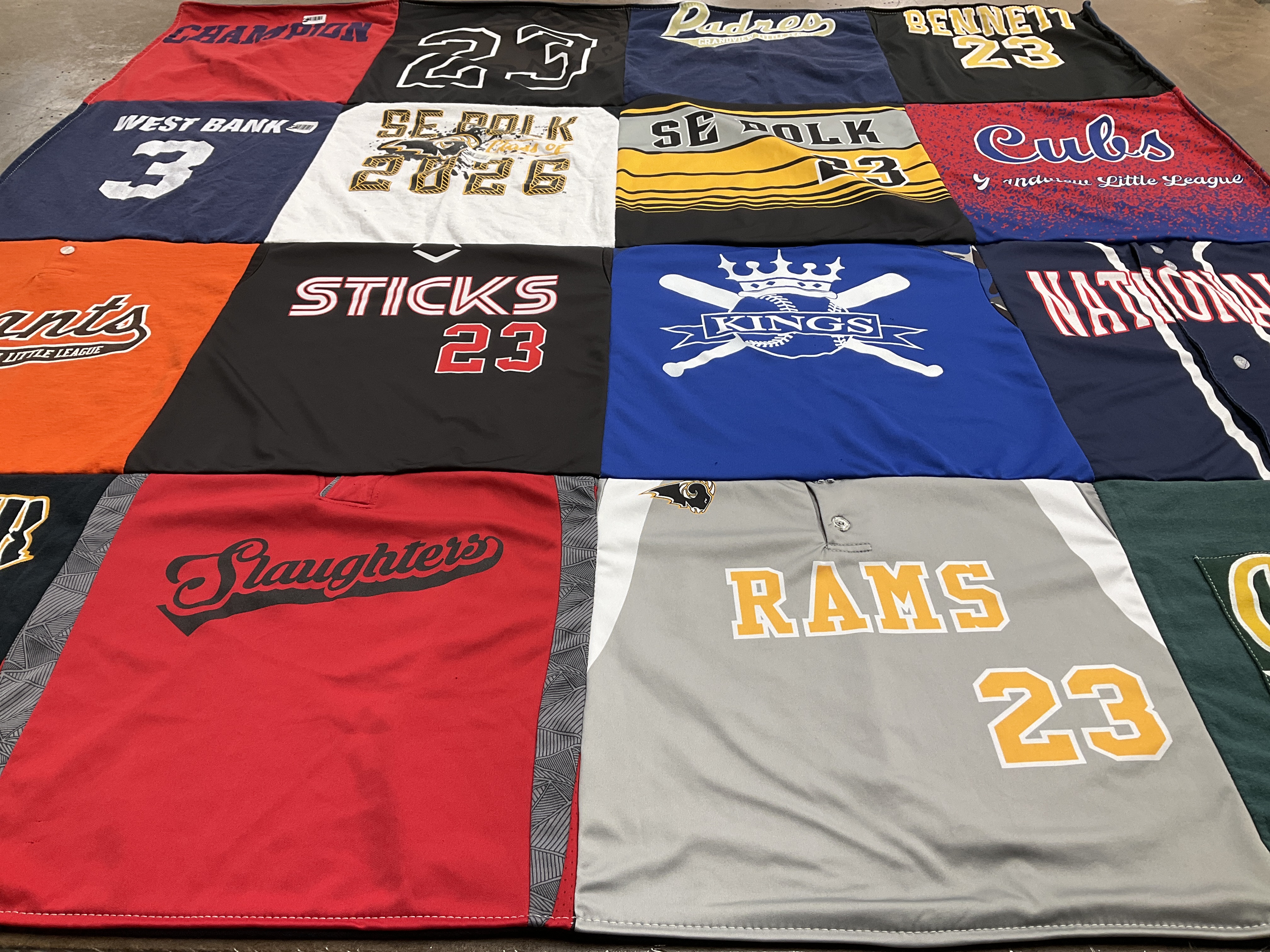 T-shirt quilt featuring rams by Kristen from IA