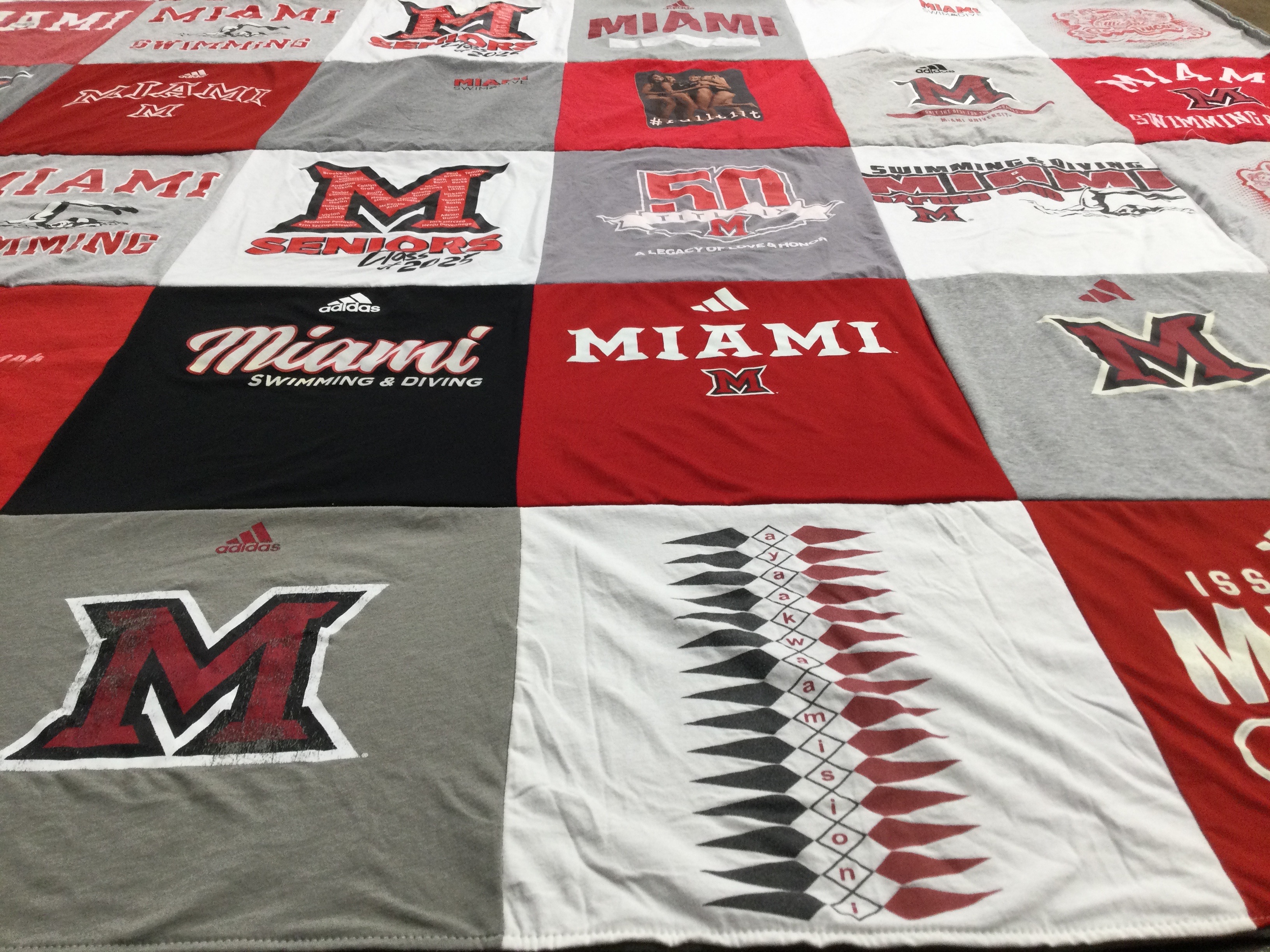 T-shirt quilt featuring miami university swimming and diving by Katherine from OH