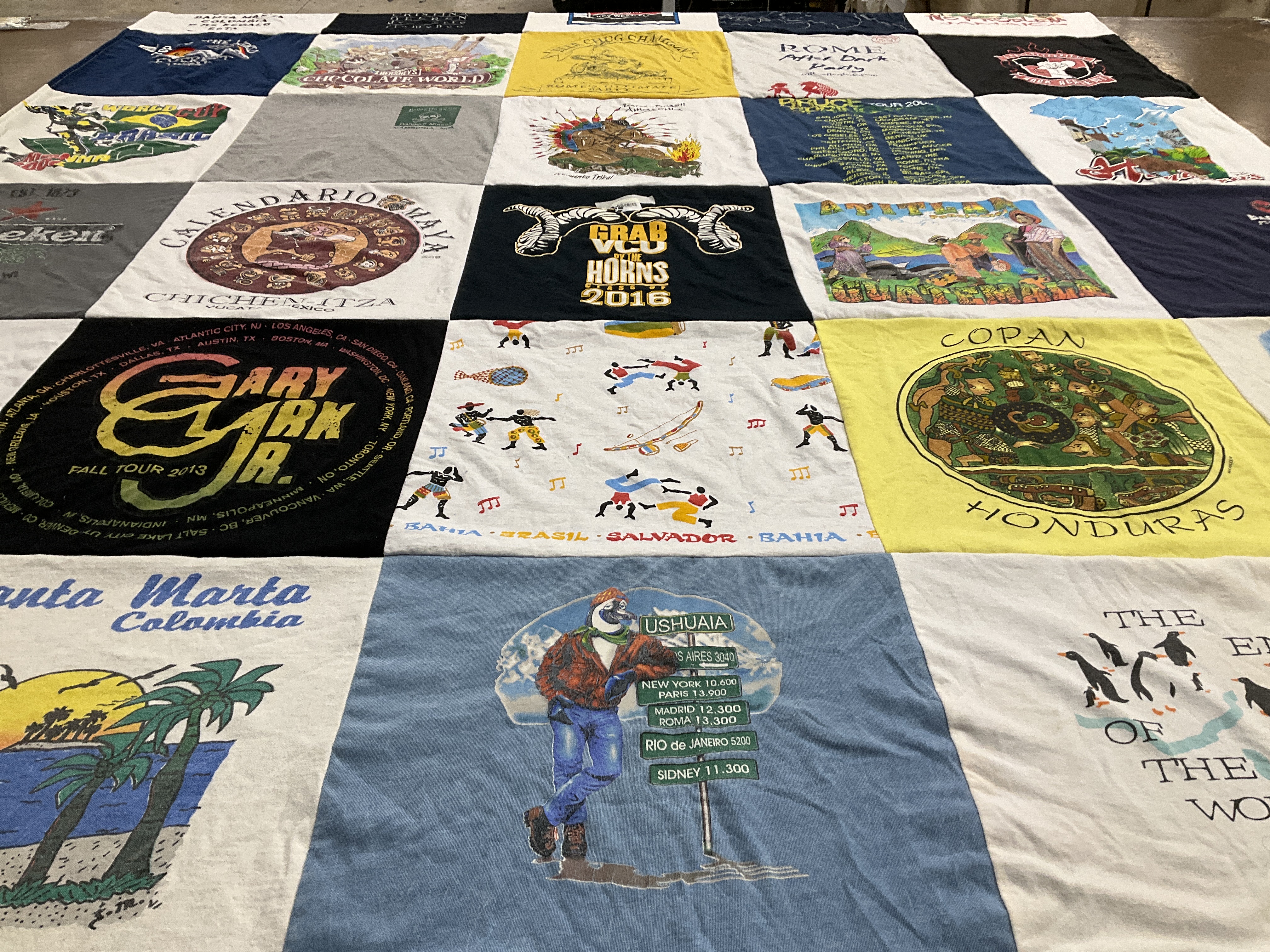 T-shirt quilt with travel, culture themes by Debra from VA