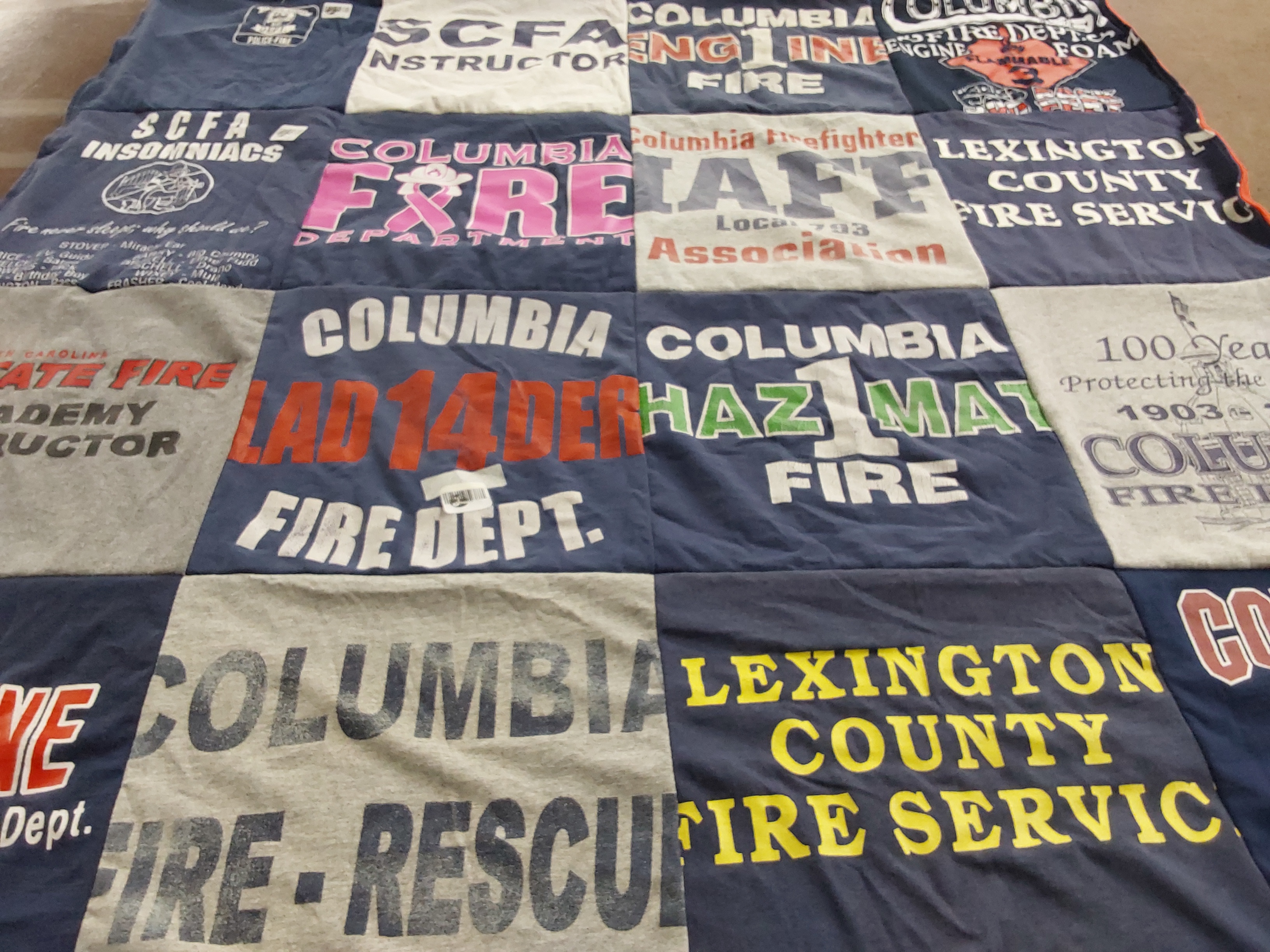 T-shirt quilt from columbia fire academy by Cindy from SC