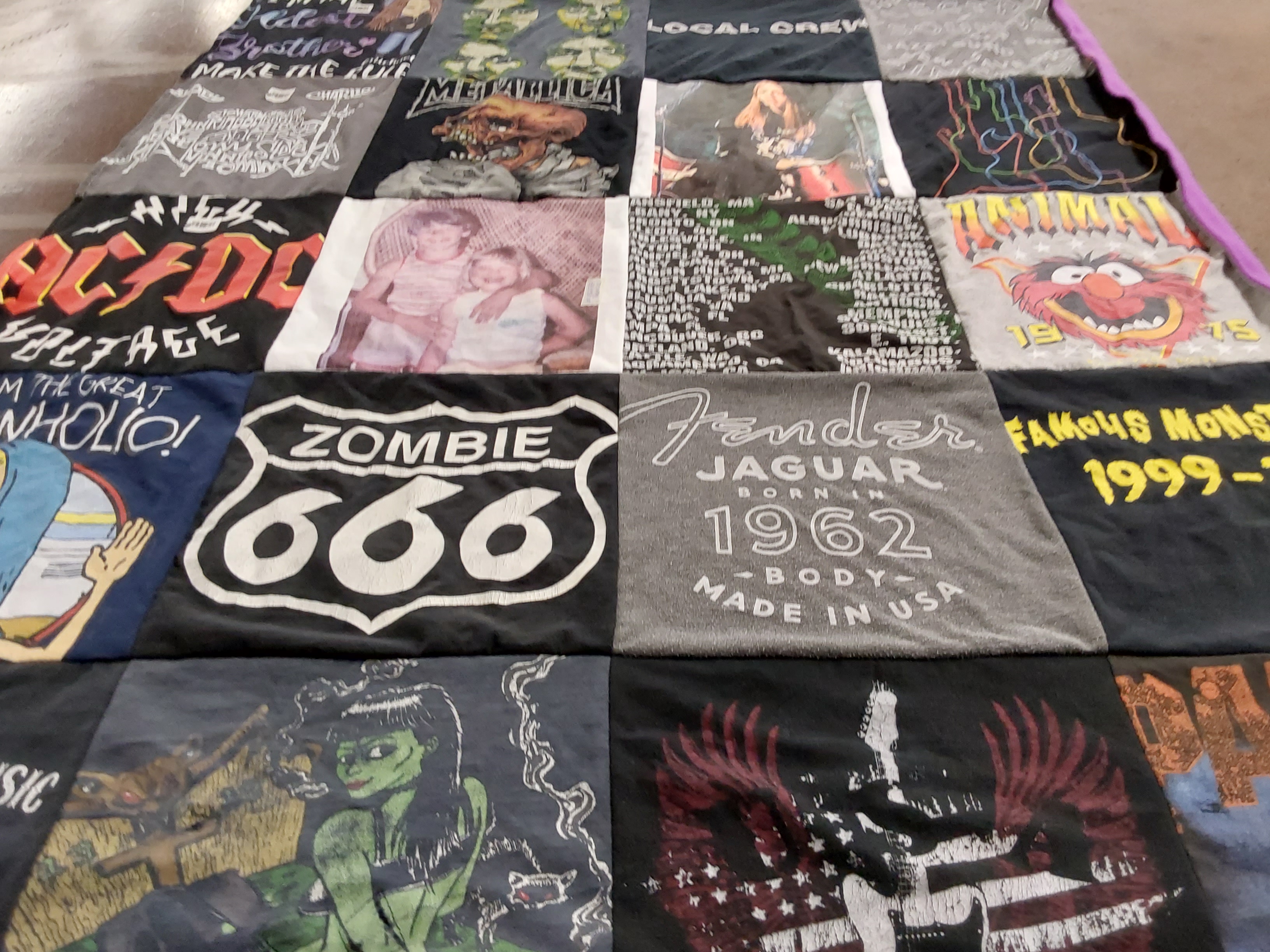 T-shirt quilt with music, band themes by DEBRA from OH
