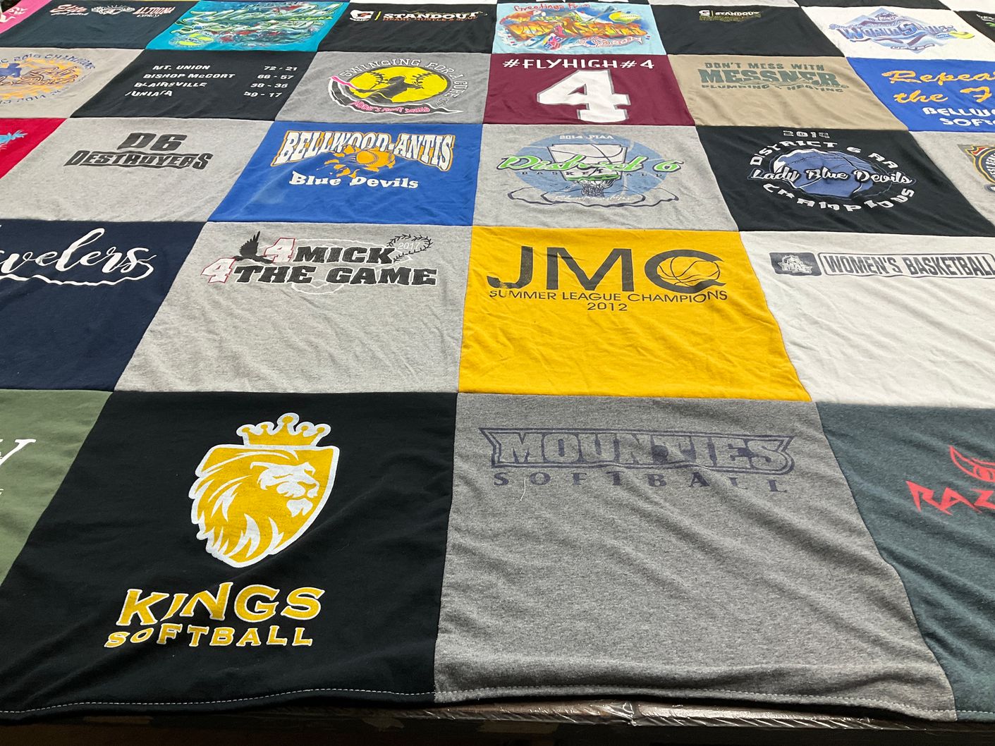 T-shirt quilt featuring belwod-antus blue devils, kings softball by Caroline from PA