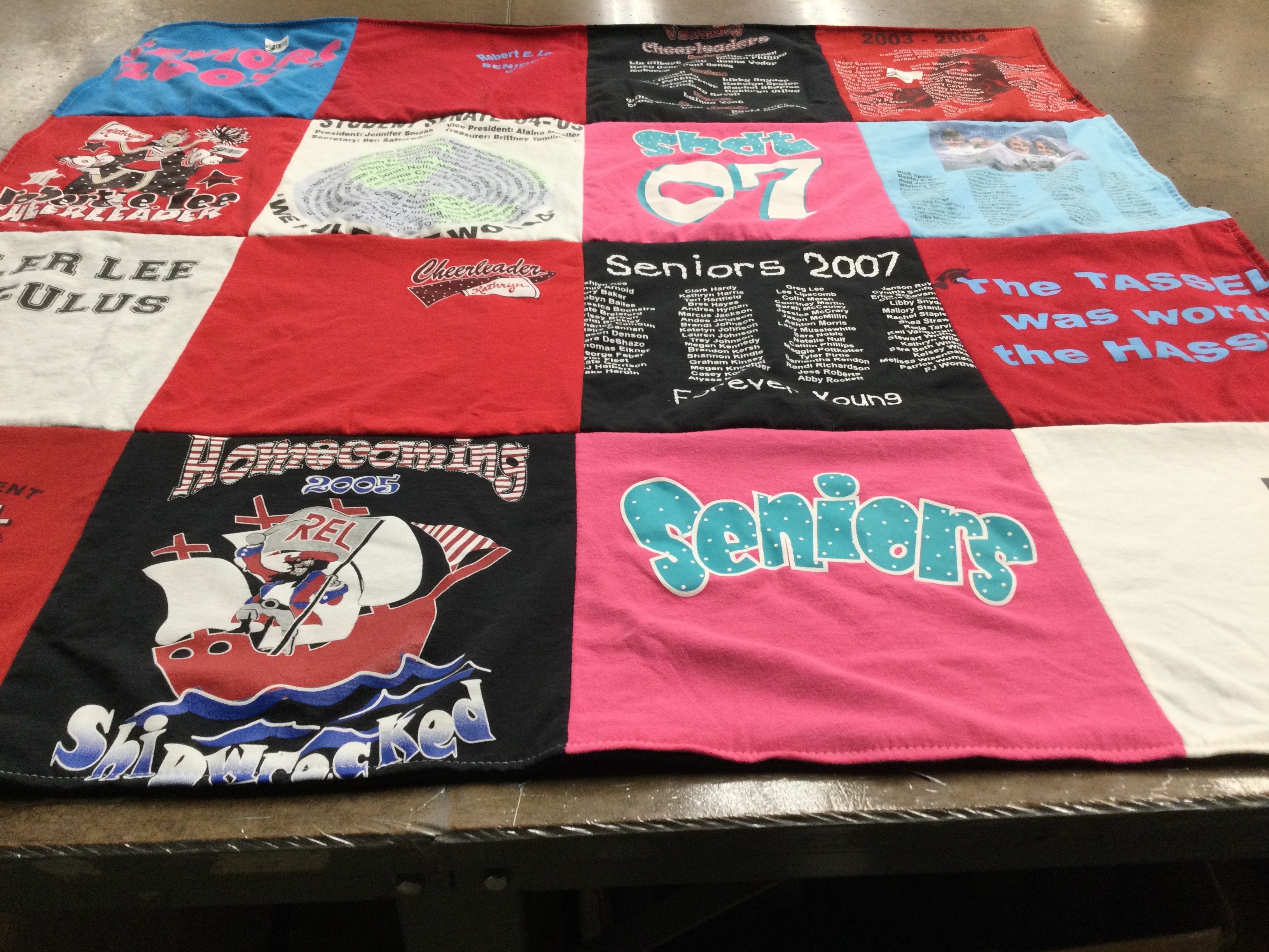 T-shirt quilt from sherbert e. lee high school by Kathryn from TX