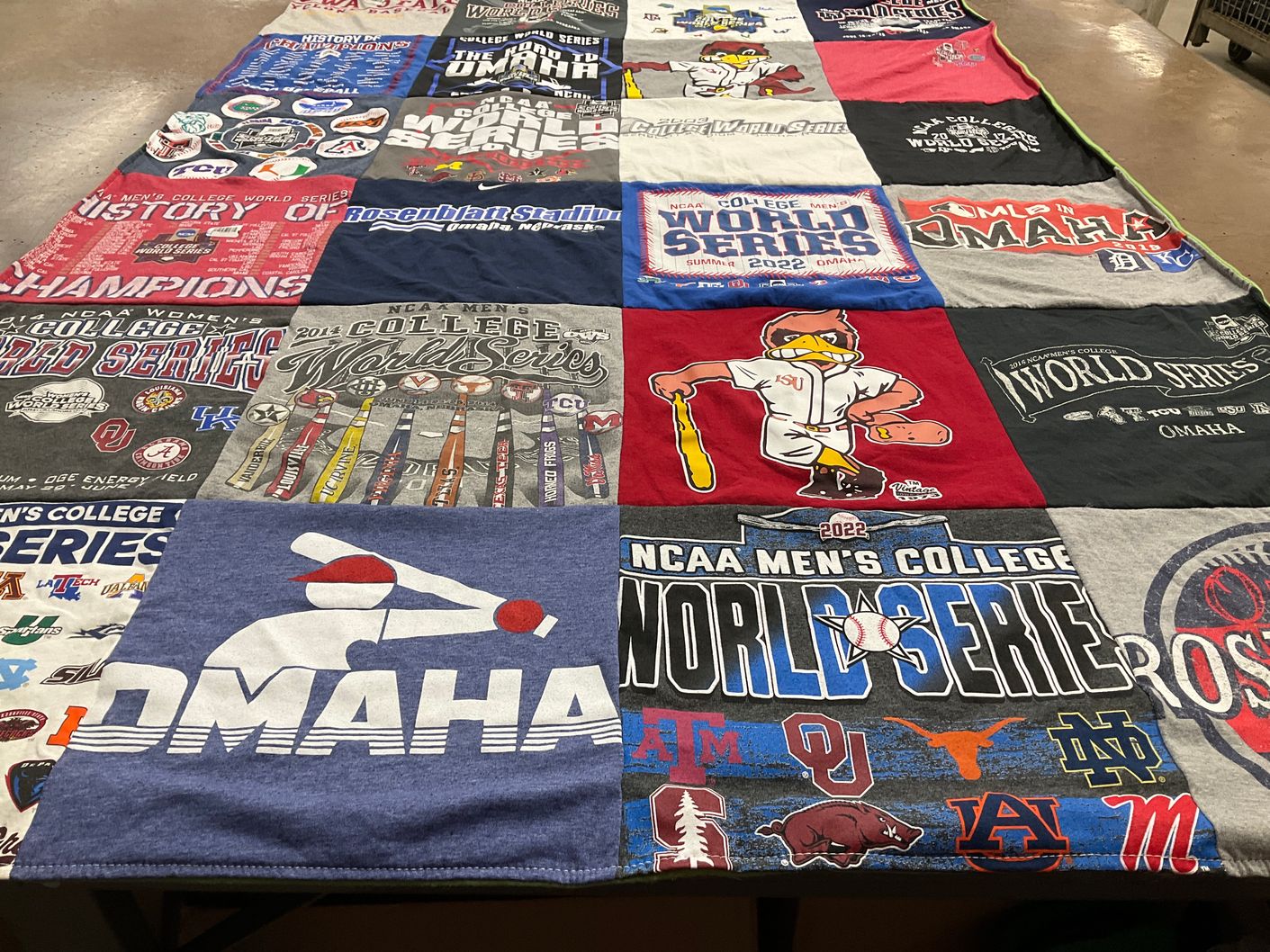 T-shirt quilt featuring university of oklahoma, louisiana state university by Steve from IA