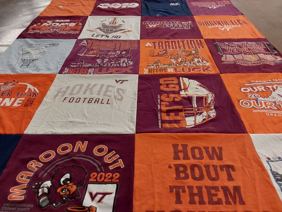 T-shirt quilt featuring virginia tech football team by Dineen from VA
