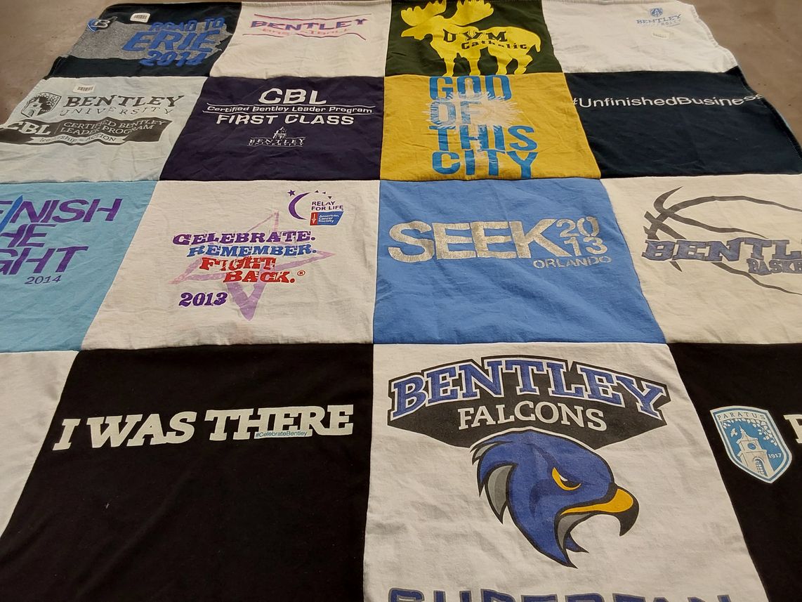 T-shirt quilt featuring bentley falcons by Aimee from NH