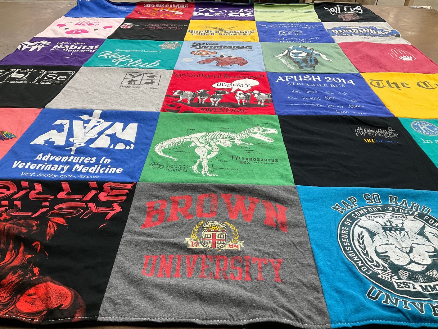 T-shirt quilt from brown university by Trang from CA