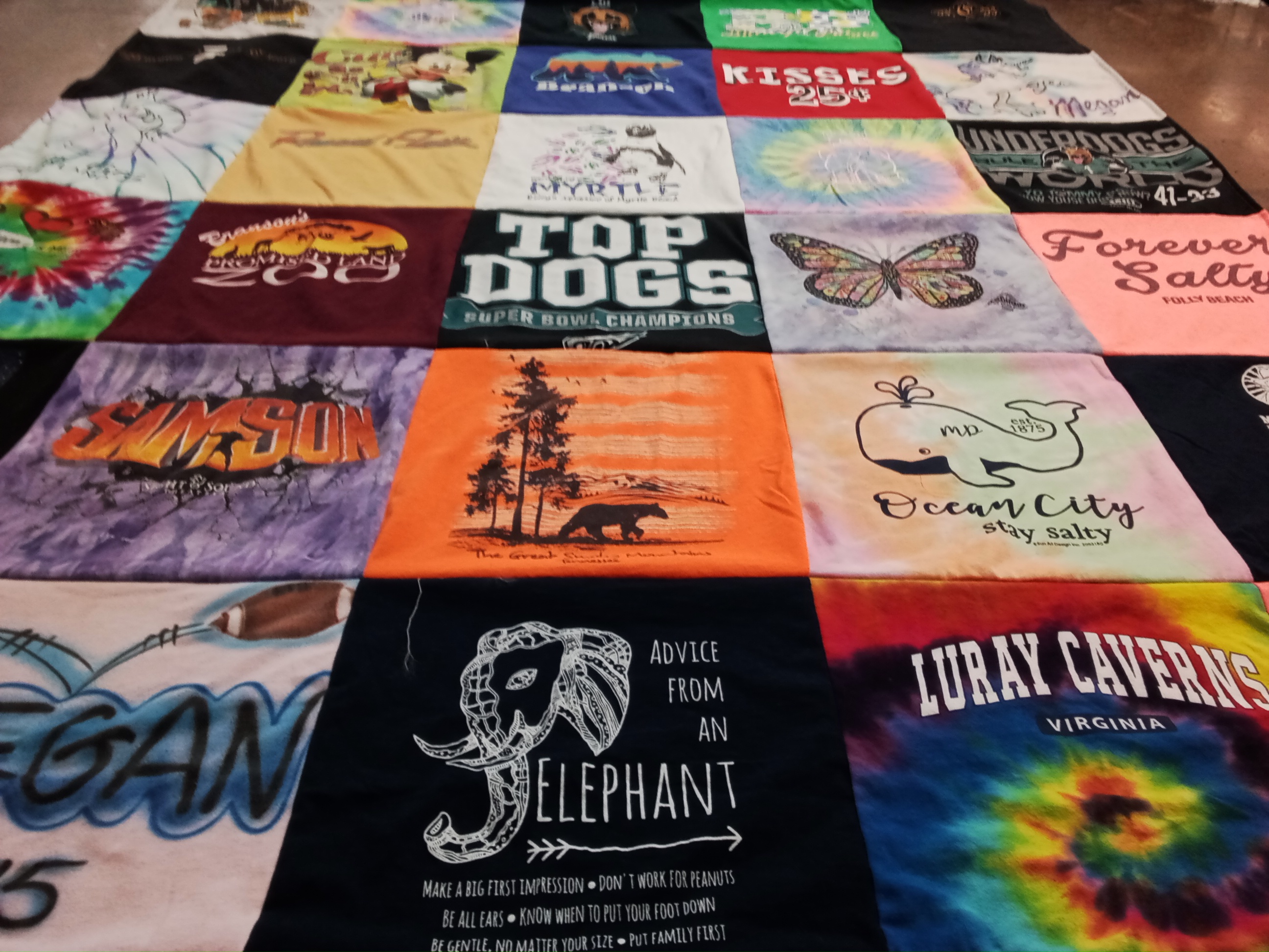 T-shirt quilt with beach, nature themes by Pamela from PA
