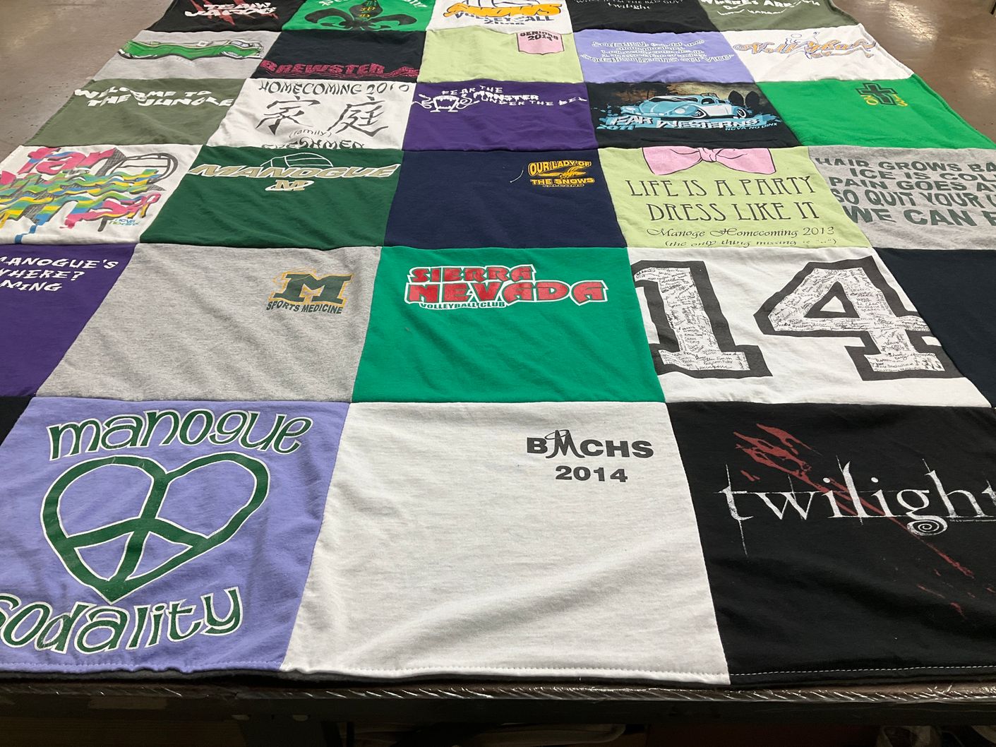 T-shirt quilt from bishop manogue high school by Kelly from NV