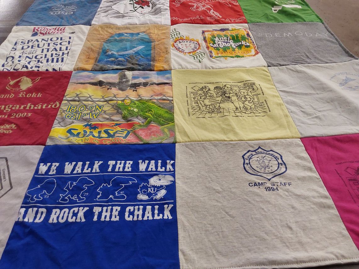 T-shirt quilt from university of kansas by Lindsey from VA