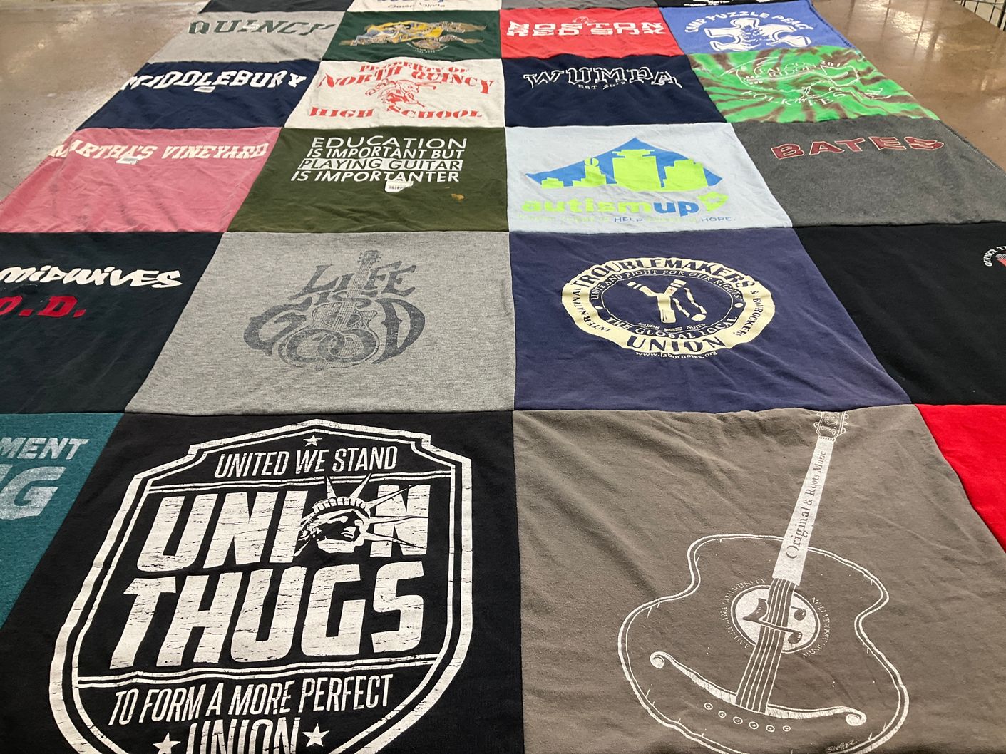 T-shirt quilt from middlebury college, bates college by Caitlin from NY