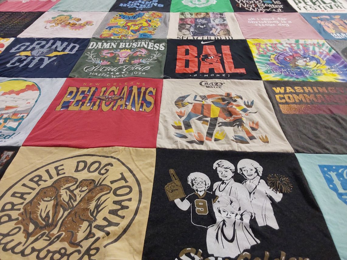 T-shirt quilt featuring new orleans pelicans by Alyssa from TX