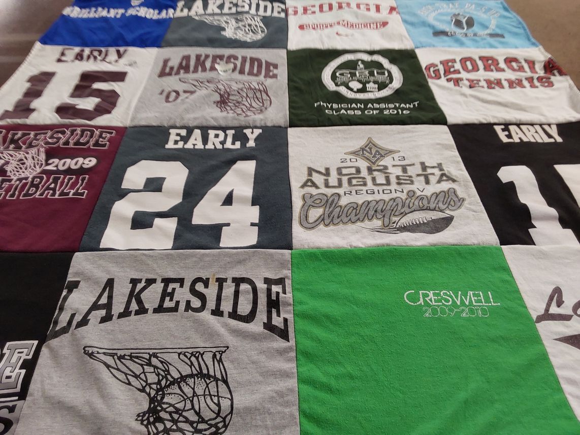 T-shirt quilt featuring lakeside high school basketball, north augusta high school football by Kathleen from NC