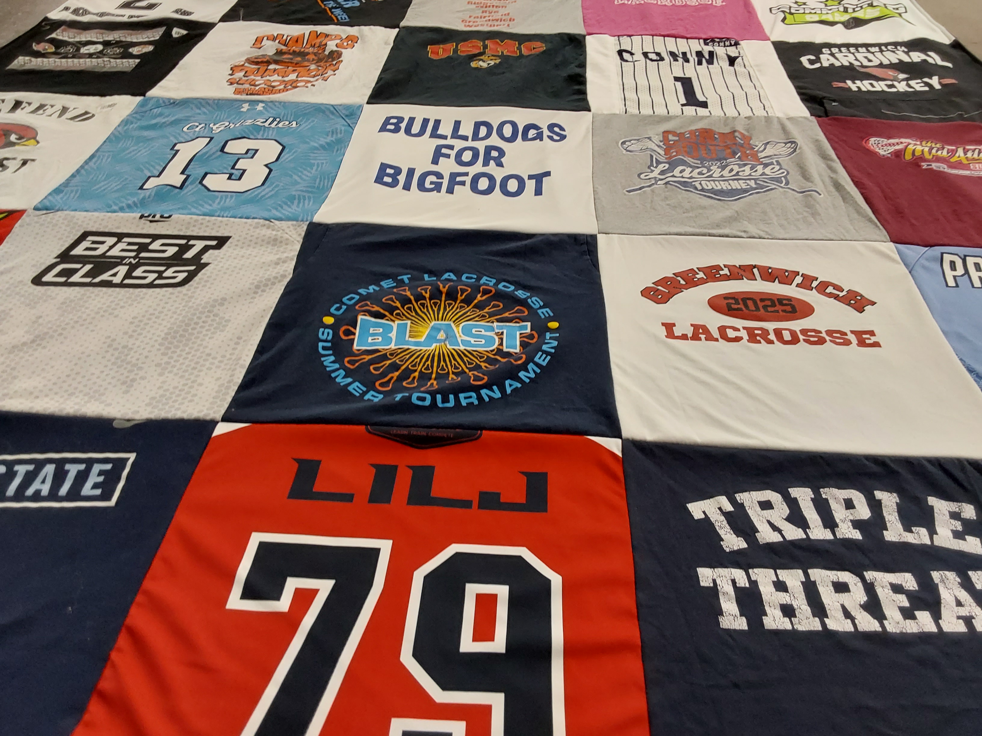 T-shirt quilt from greenwich high school by Merrill from CT