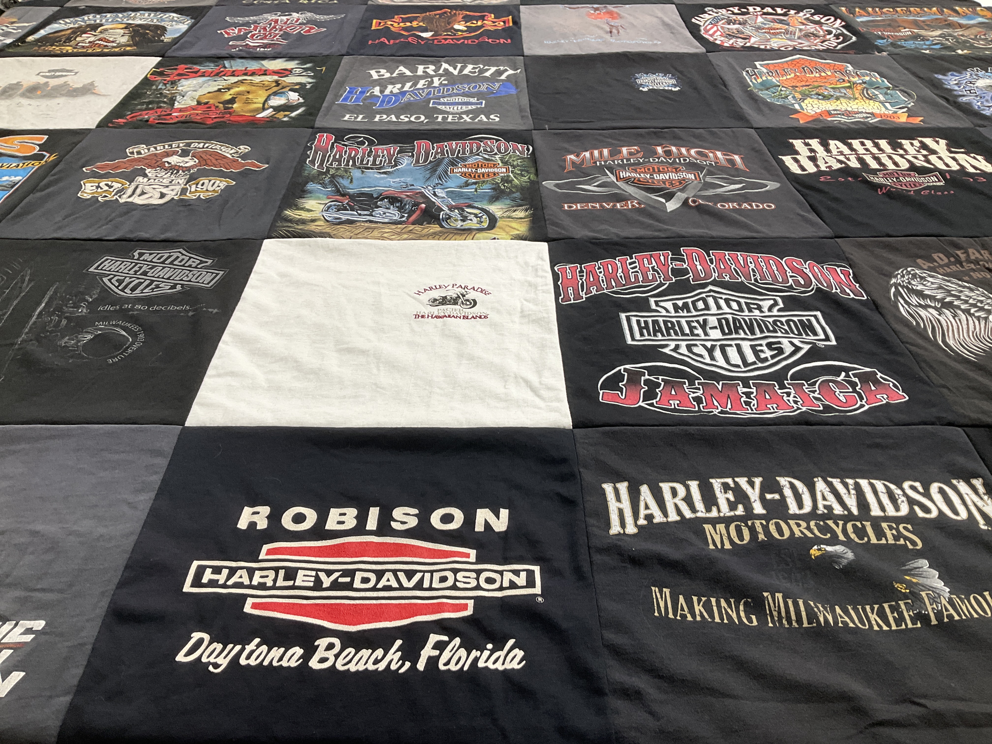 T-shirt quilt with motorcycles, customized apparel themes by Albert from OH