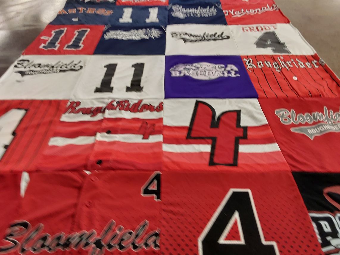 T-shirt quilt featuring bloomfield roughriders by Andrea from MI