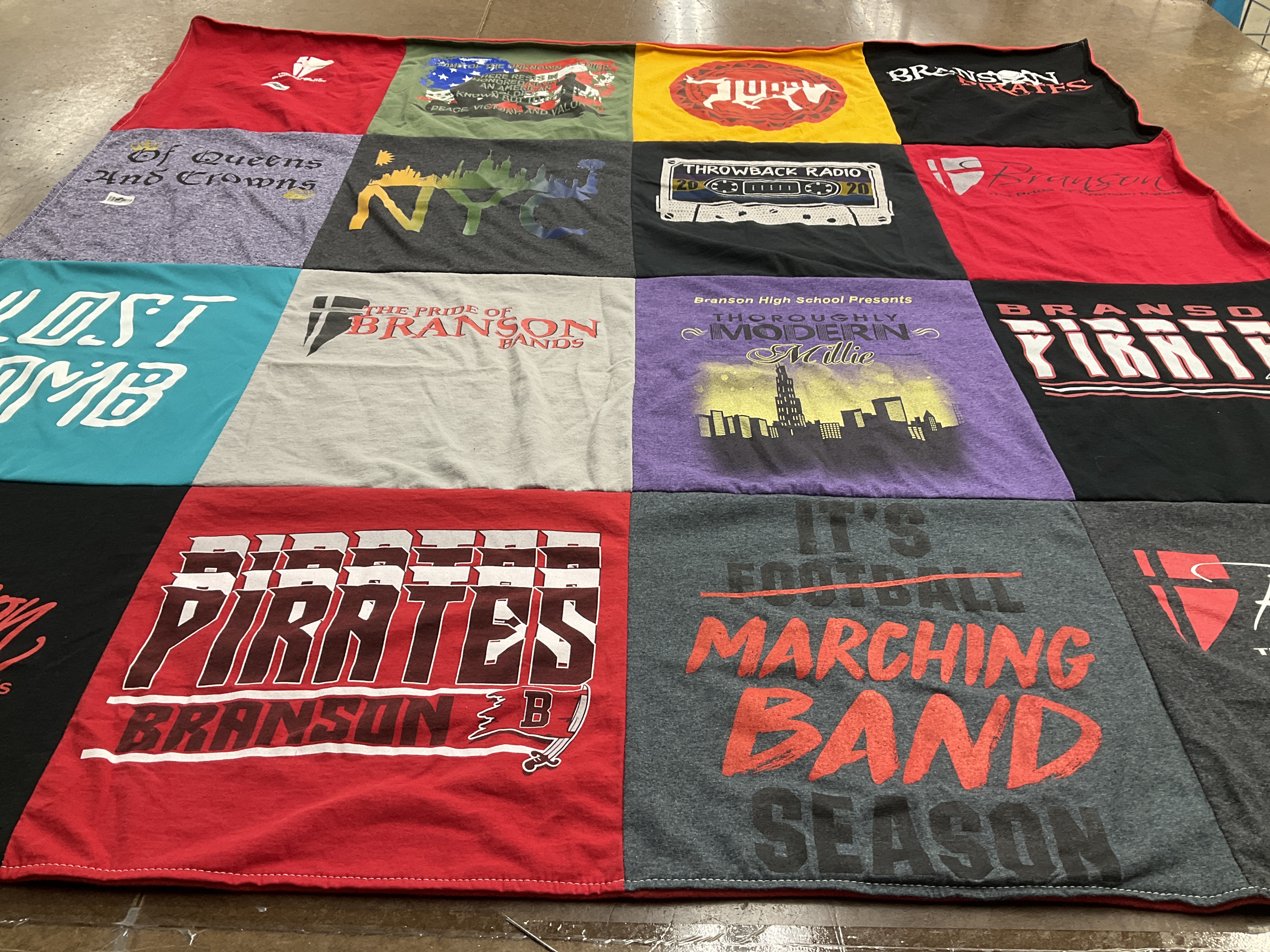 T-shirt quilt featuring branson pirates by Collette from MO