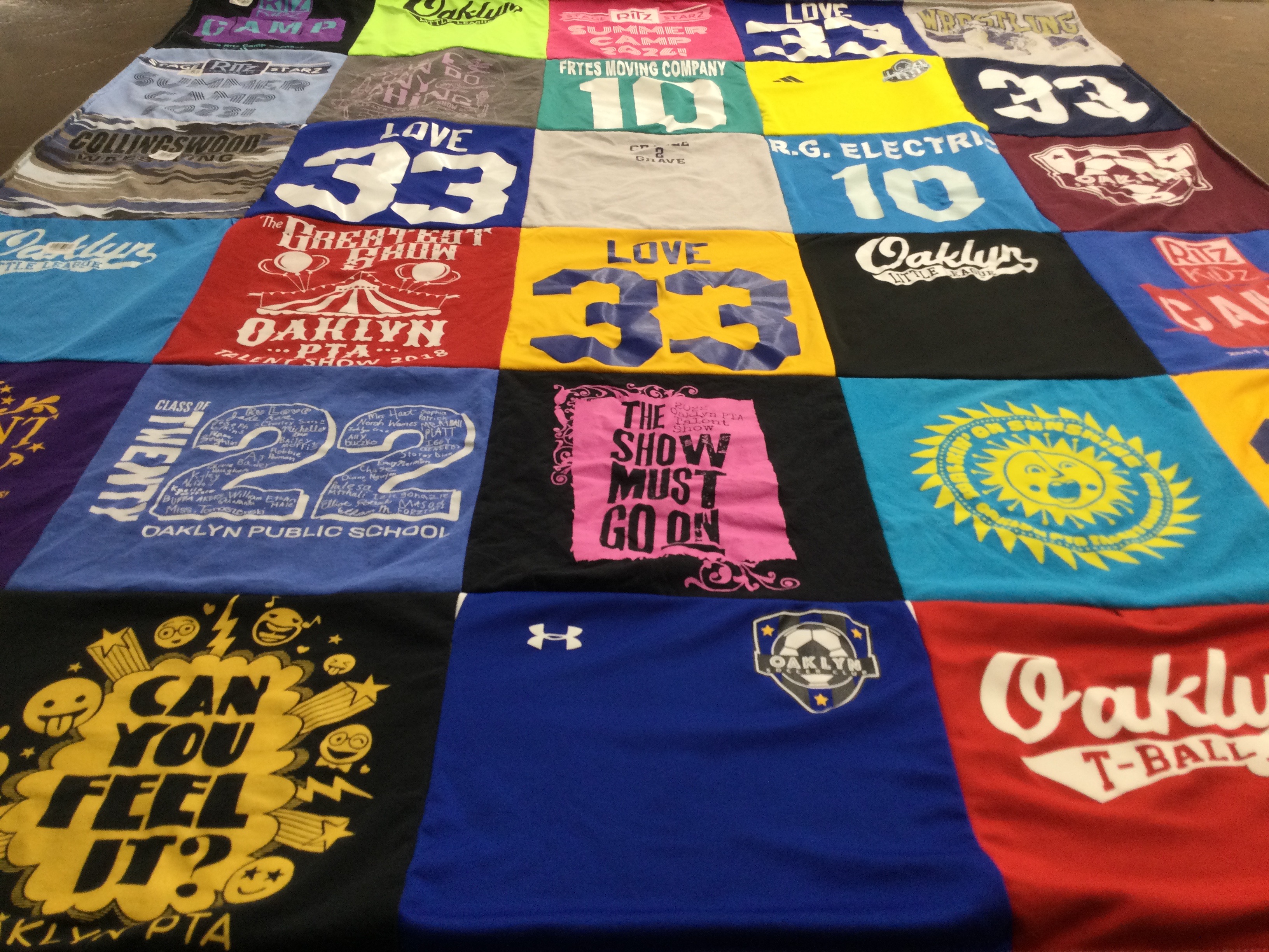 T-shirt quilt featuring oaklyn t-ball, oaklyn soccer by Kimberly from NJ
