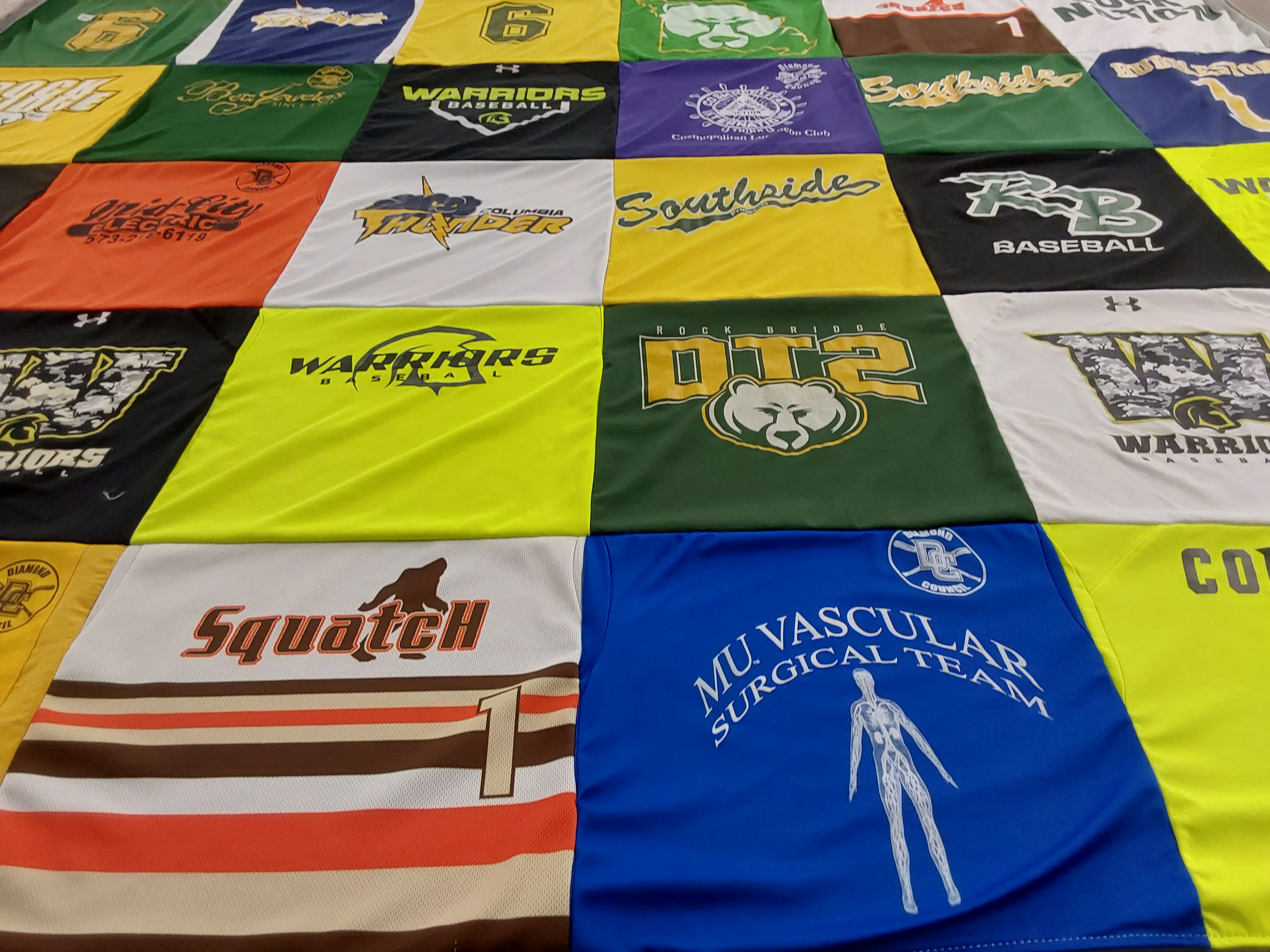 T-shirt quilt featuring rock bridge warriors baseball, southside warriors by Linda from MO