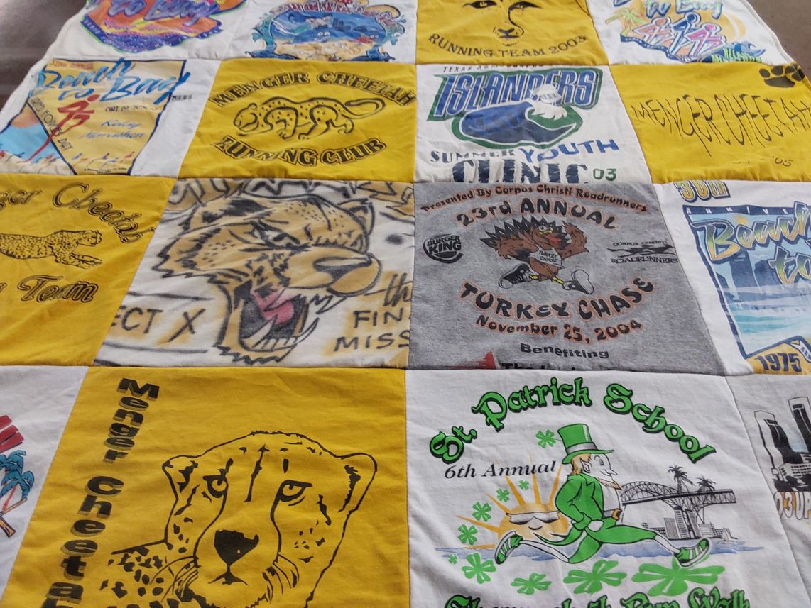 T-shirt quilt featuring wenger cheetahs by Pamela from TX