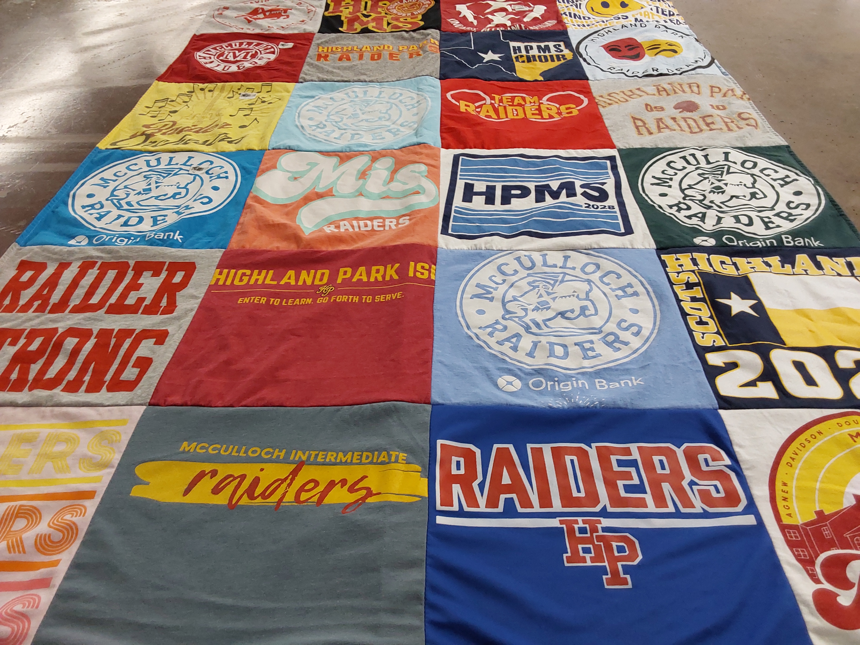 T-shirt quilt featuring mcculloch raiders by Kandi from TX