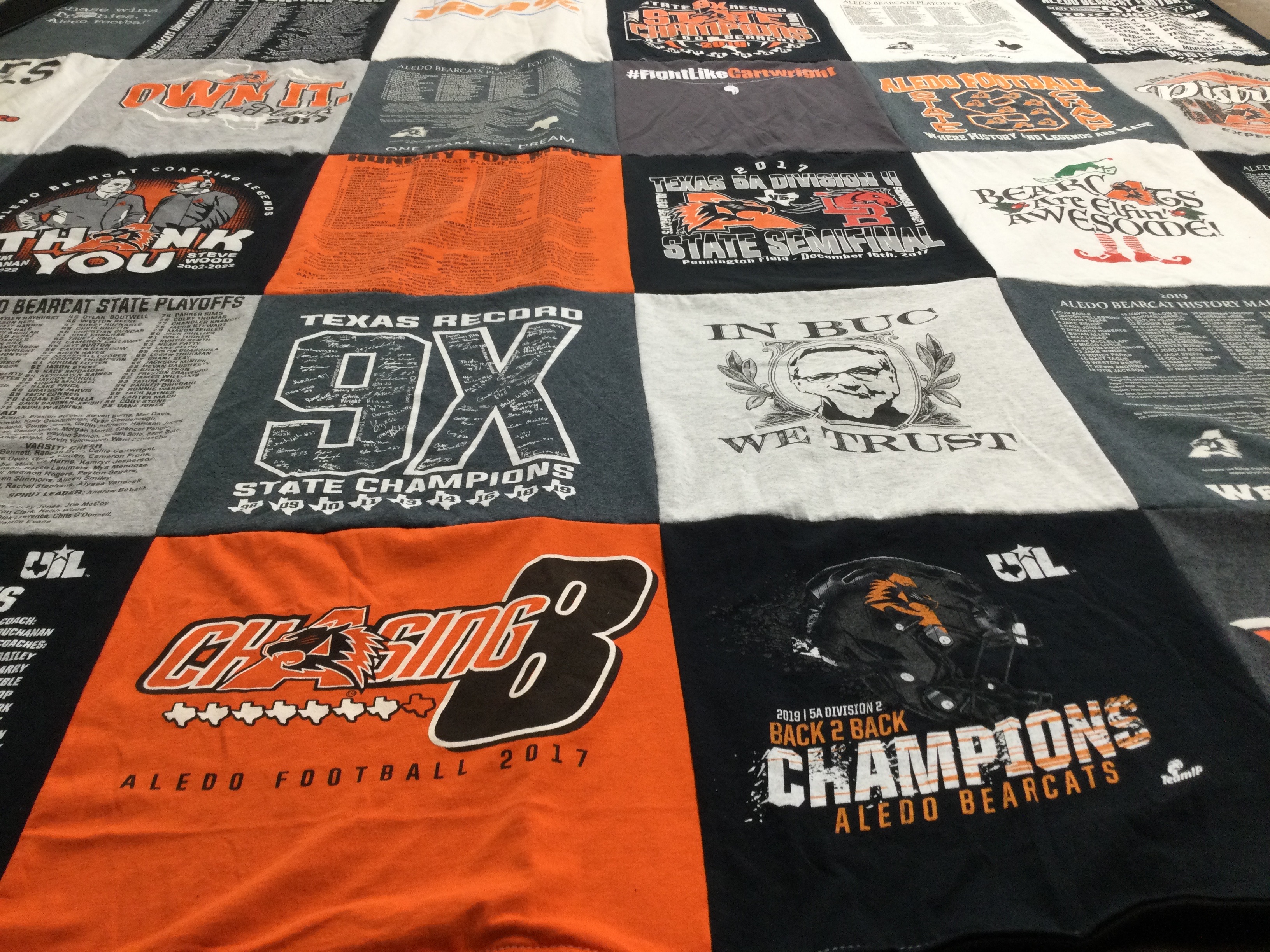 T-shirt quilt featuring aledo bearcats by Lisa from TX