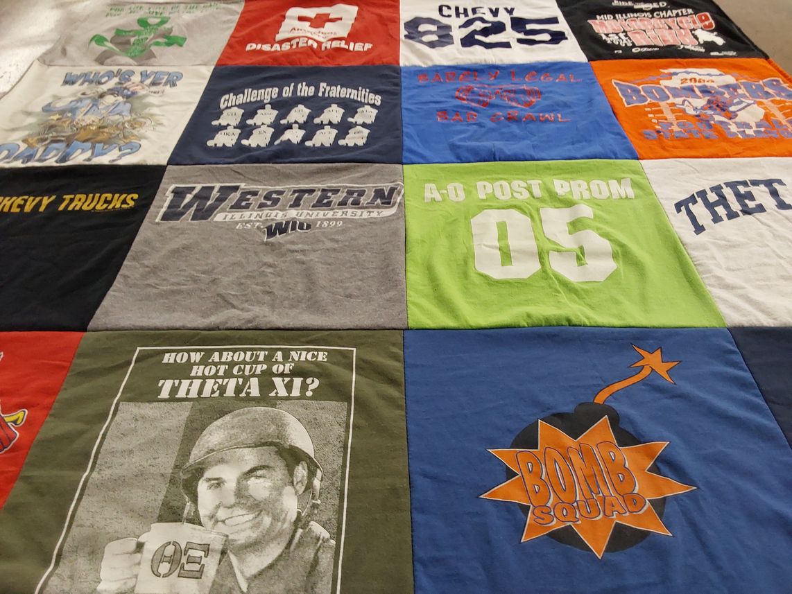 T-shirt quilt from western illinois university by Margie from IL