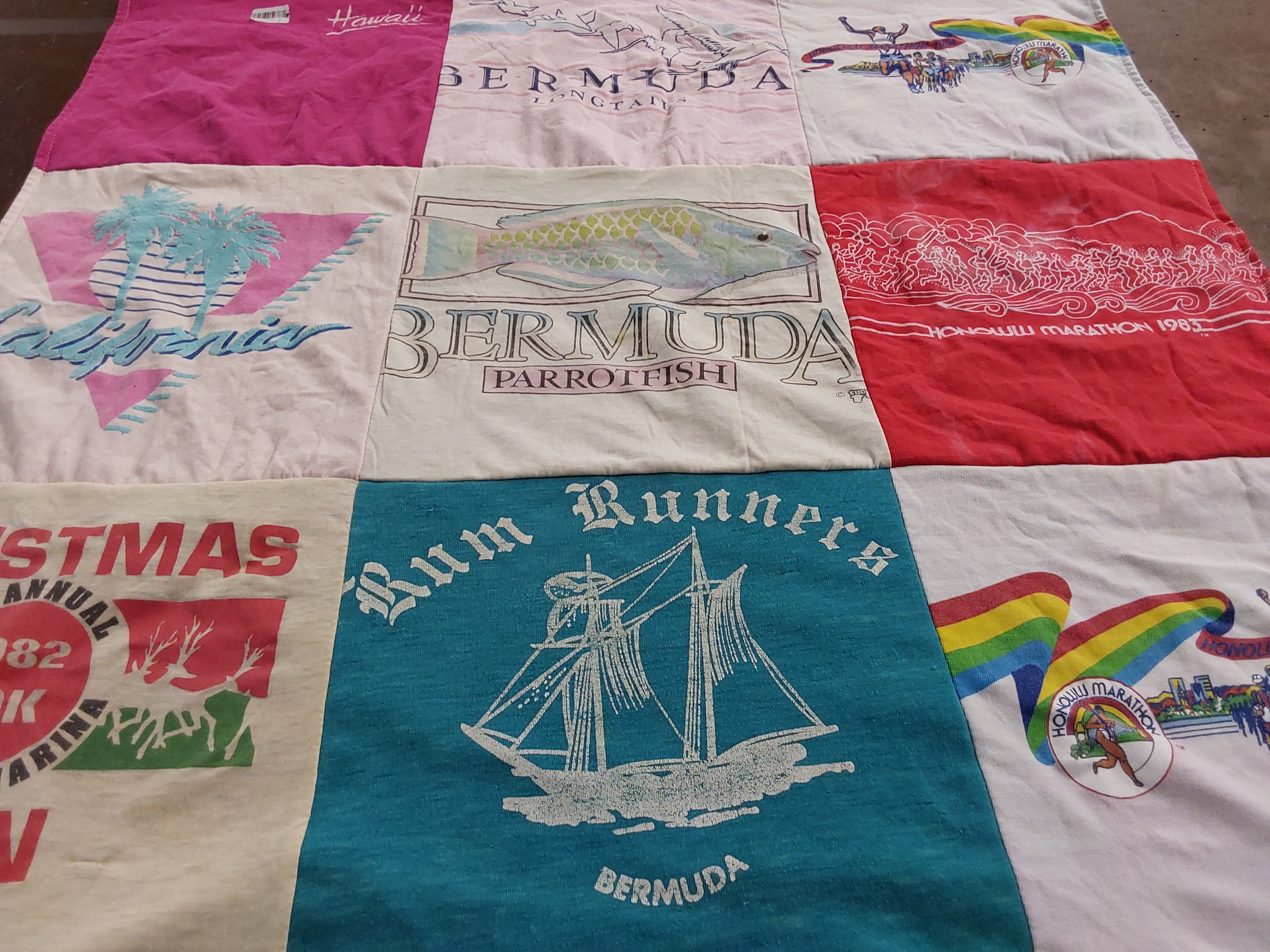 T-shirt quilt with travel, running themes by Courtney from NY