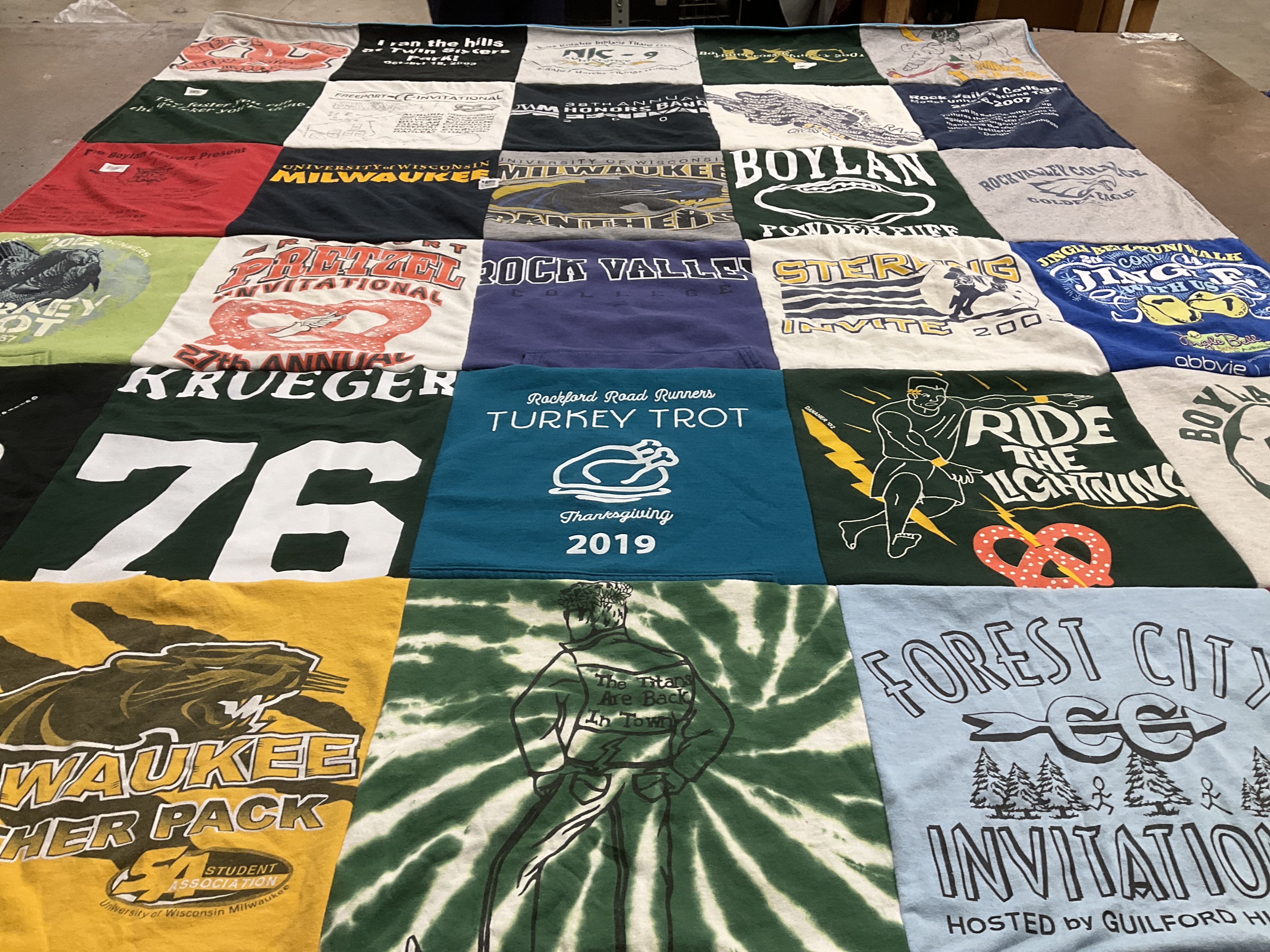 T-shirt quilt featuring rock valley college, boylan college by Sarah from IL