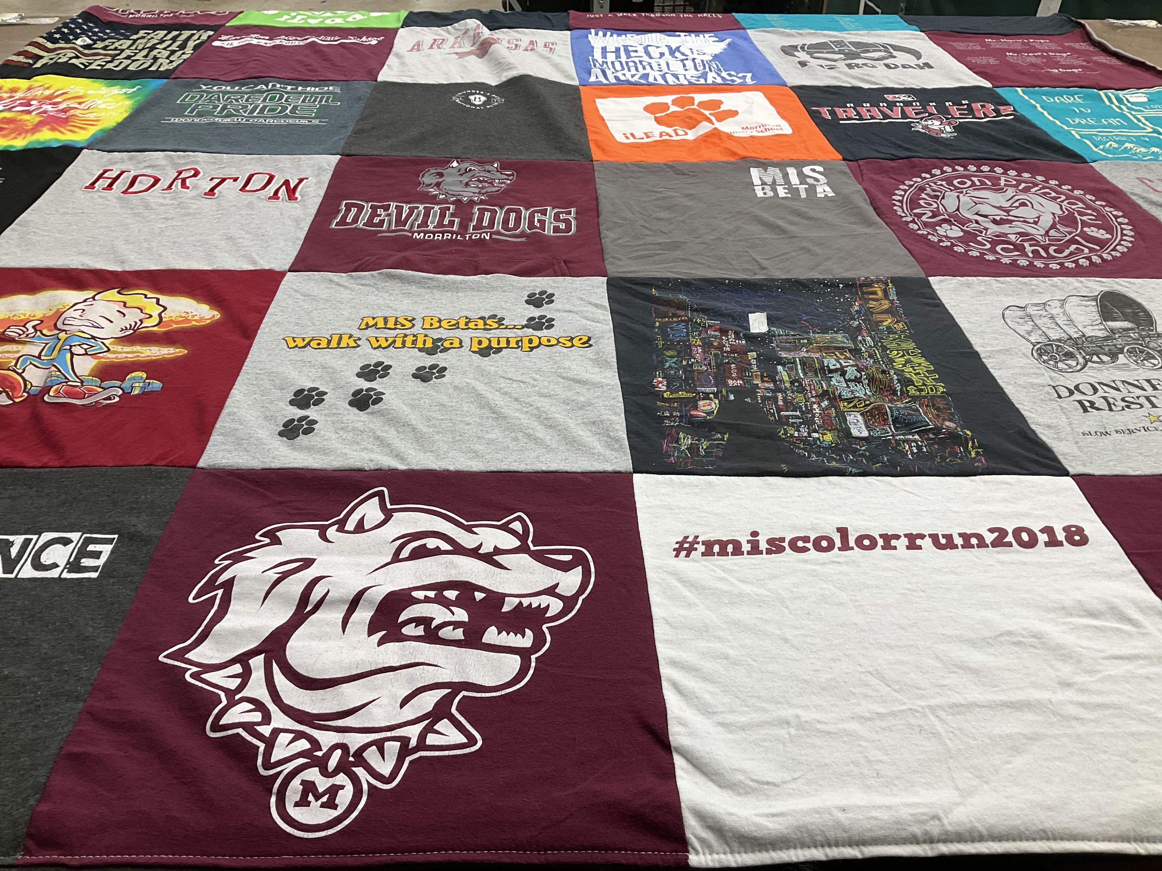 T-shirt quilt featuring devil dogs by Lindsay from AR