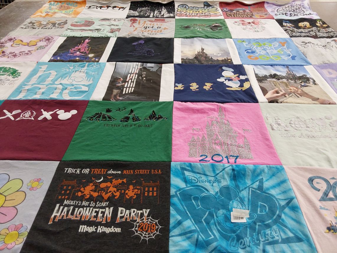 T-shirt quilt with disney, theme parks themes by Ethan from NC