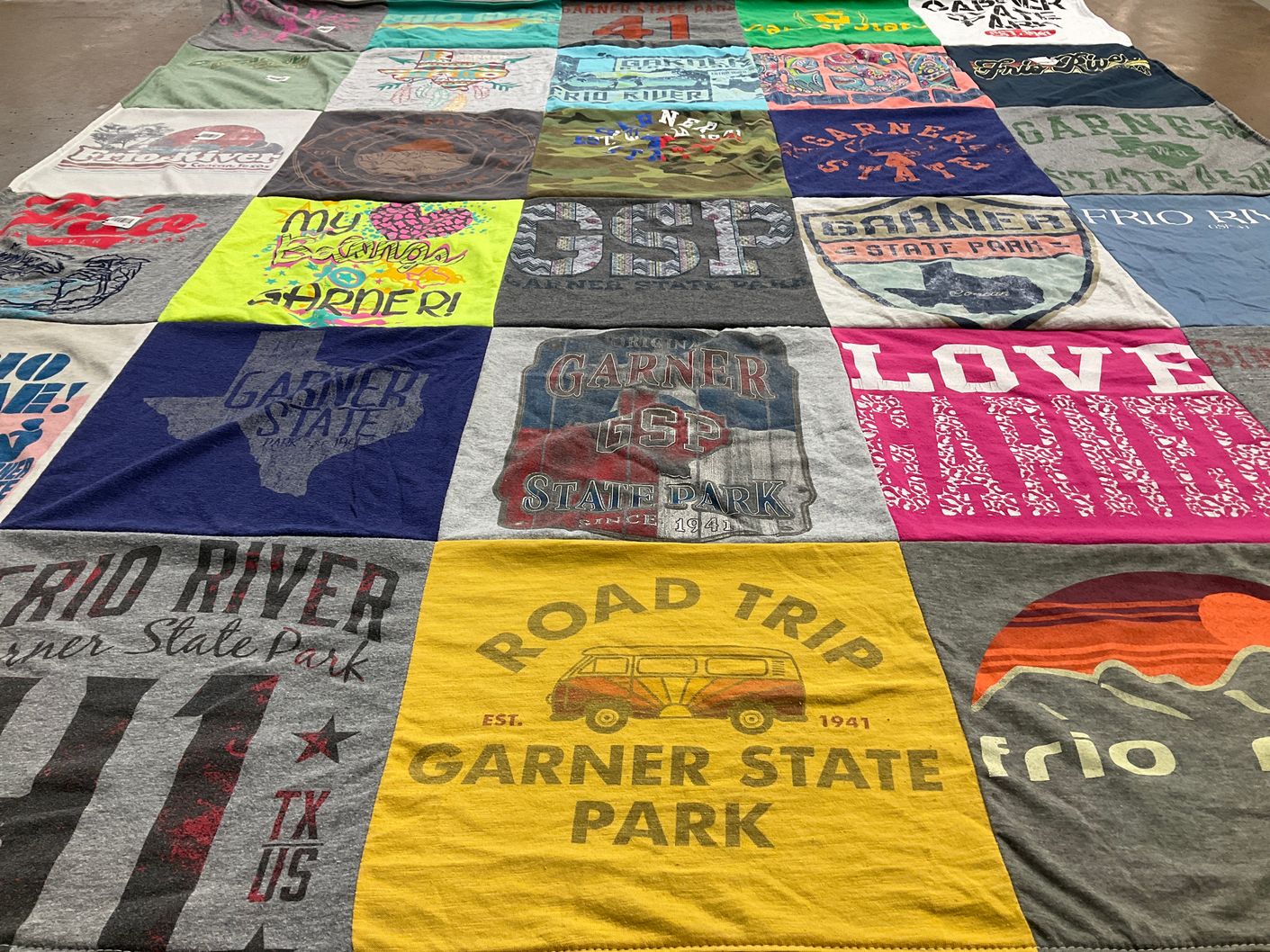 T-shirt quilt with outdoors, camping themes by Amy from TX