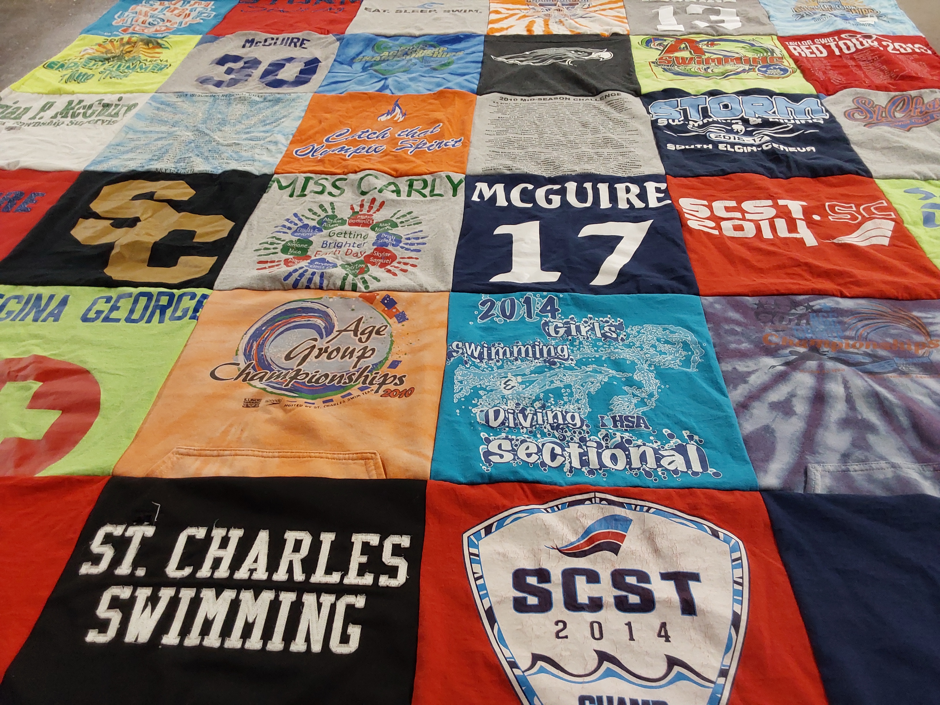 T-shirt quilt from st. charles swimming club by heidi from IL