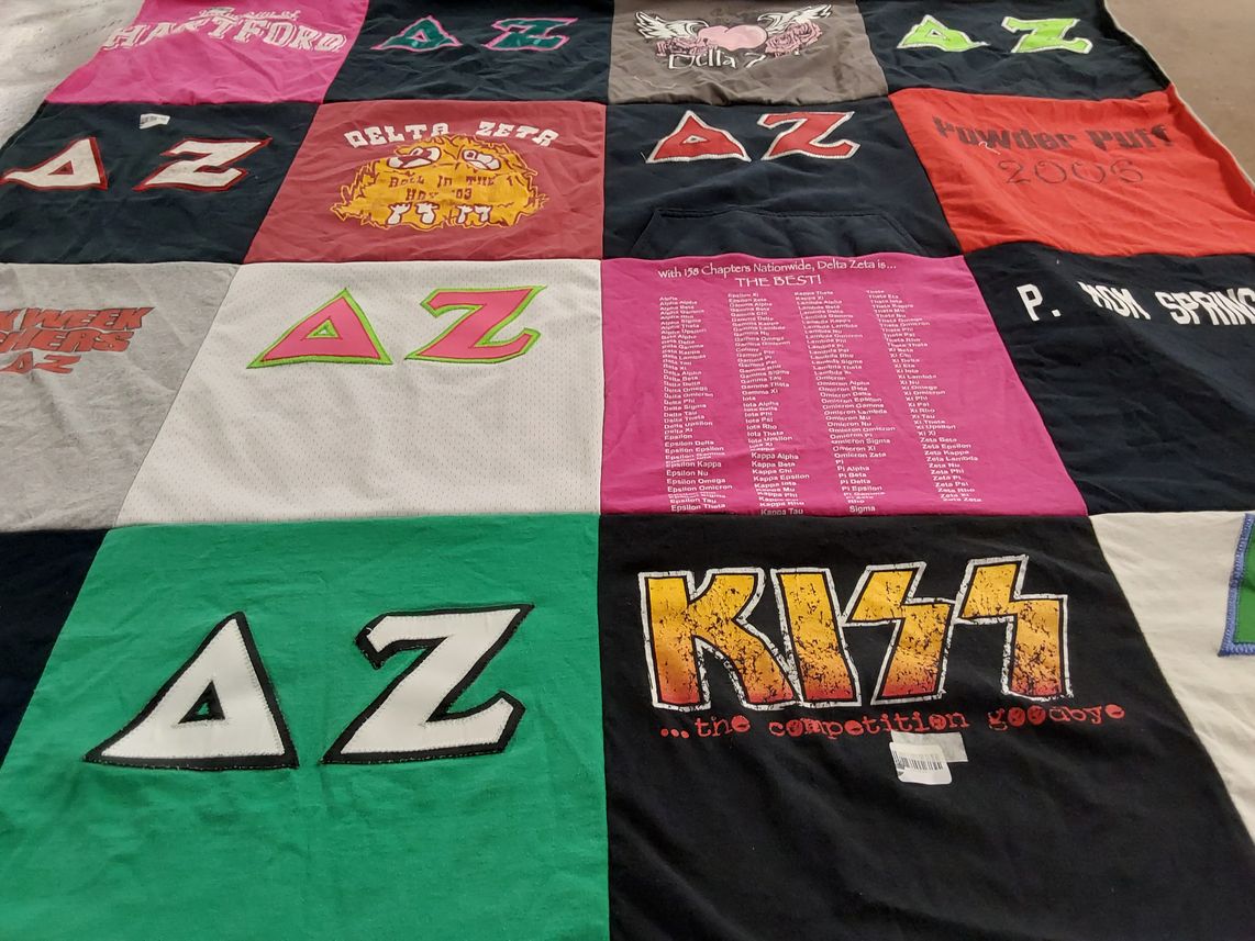 T-shirt quilt with sororities, sorority life themes by Stacey from NY