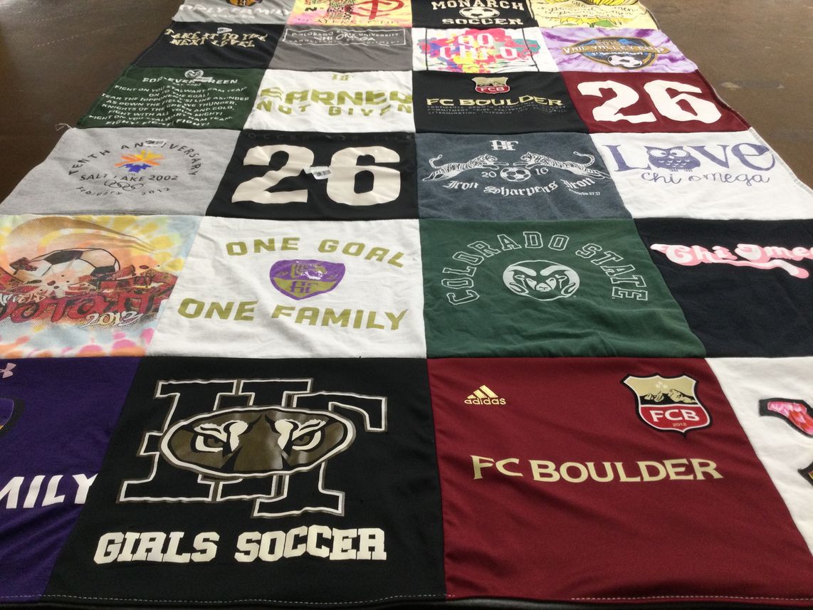 T-shirt quilt featuring f.c. boulder, monarch soccer by Lisa from CO