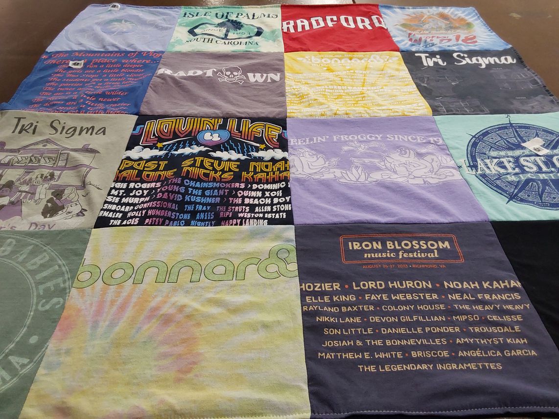 T-shirt quilt from bradford university by Laken from NC