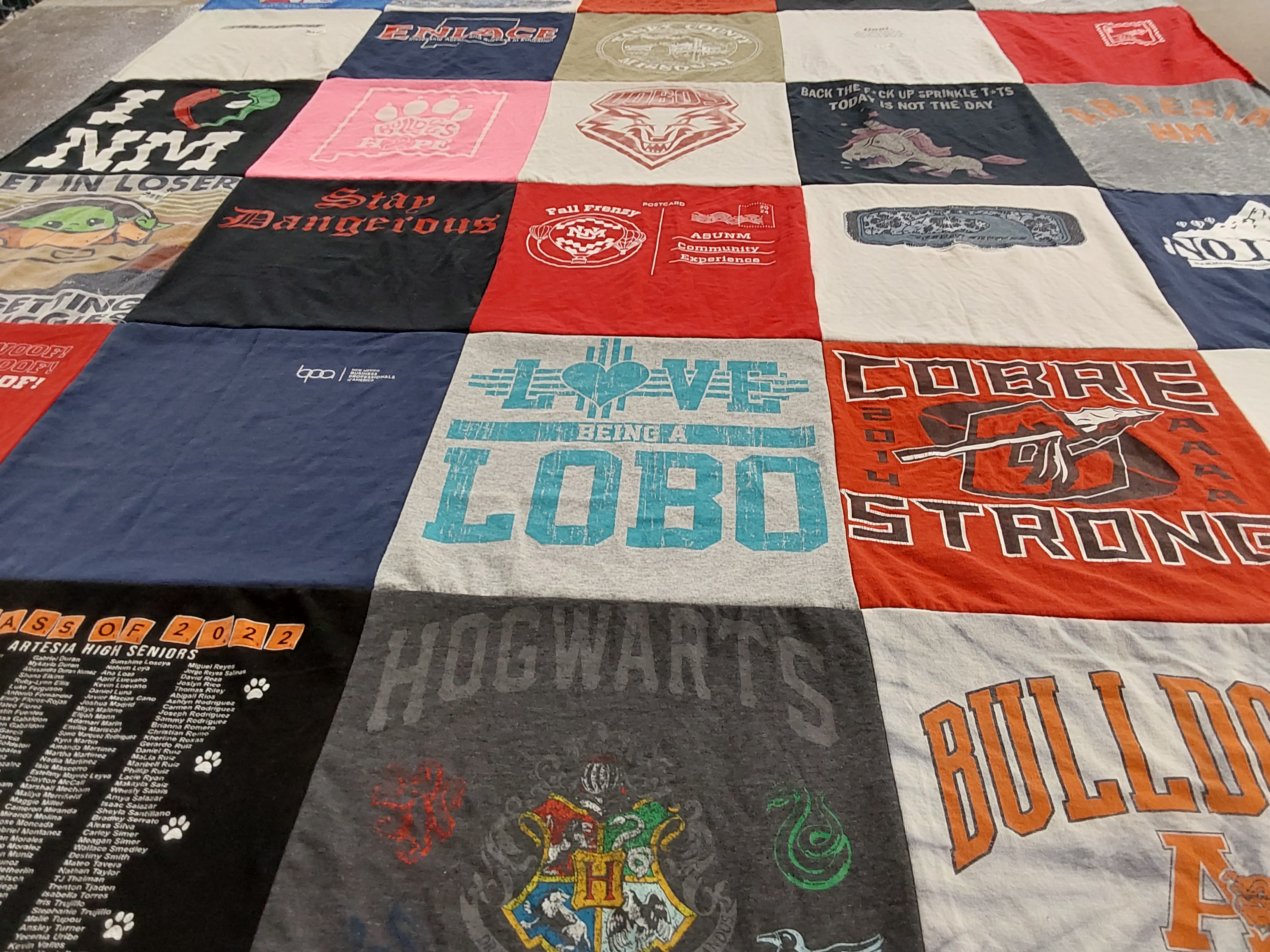 T-shirt quilt from artesia high school by Brandi. from NM