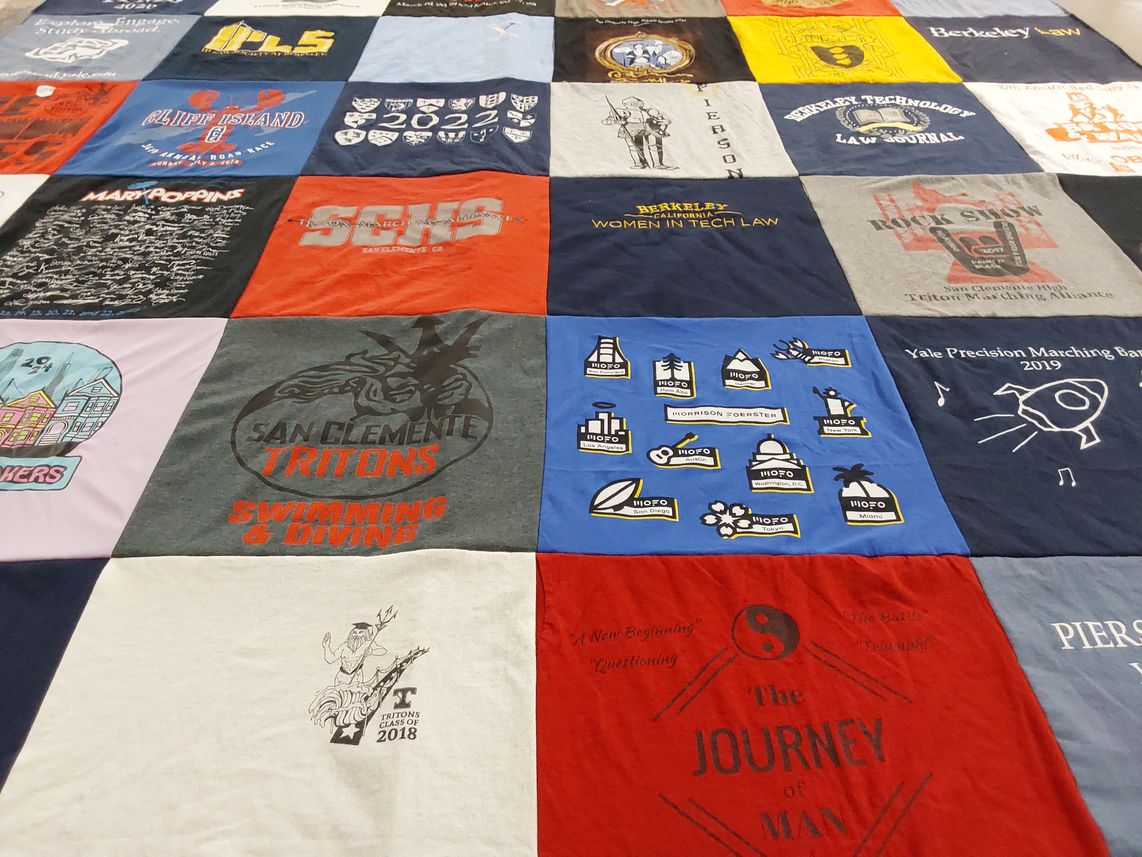 T-shirt quilt featuring san clemente tritons swim team by Valerie from CA