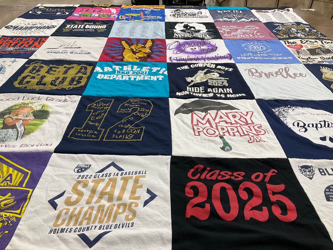 T-shirt quilt featuring holmes county blue devils by Tiffany from FL