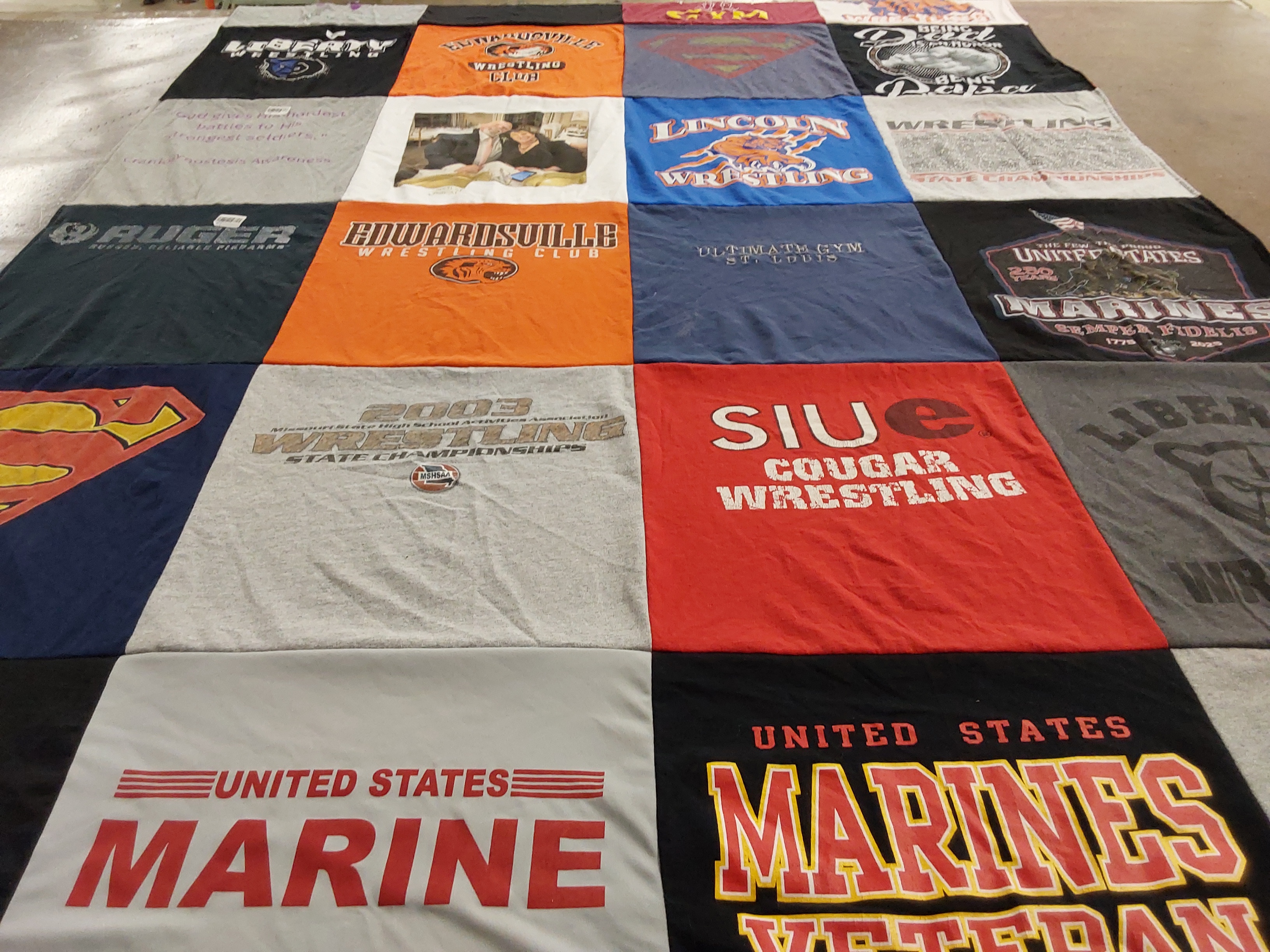 T-shirt quilt featuring edwardsville wrestling club, southern illinois university edwardsville wrestling by Christopher from MO