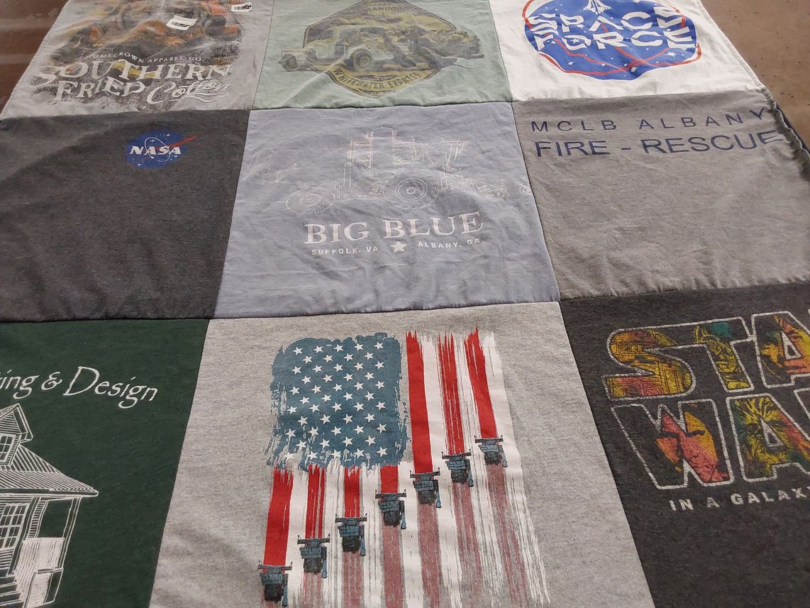 T-shirt quilt with firefighting, design themes by FRAN from GA