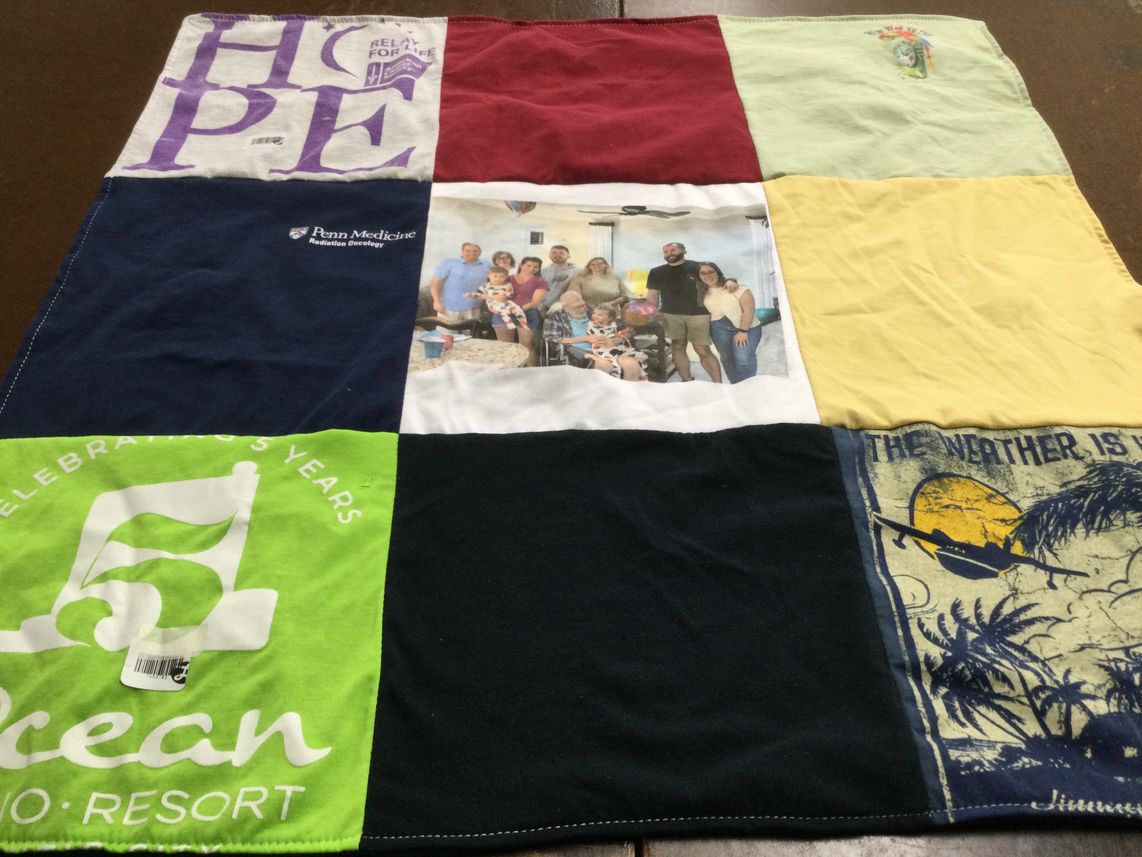 T-shirt quilt with family, beach themes by Kimberly from FL