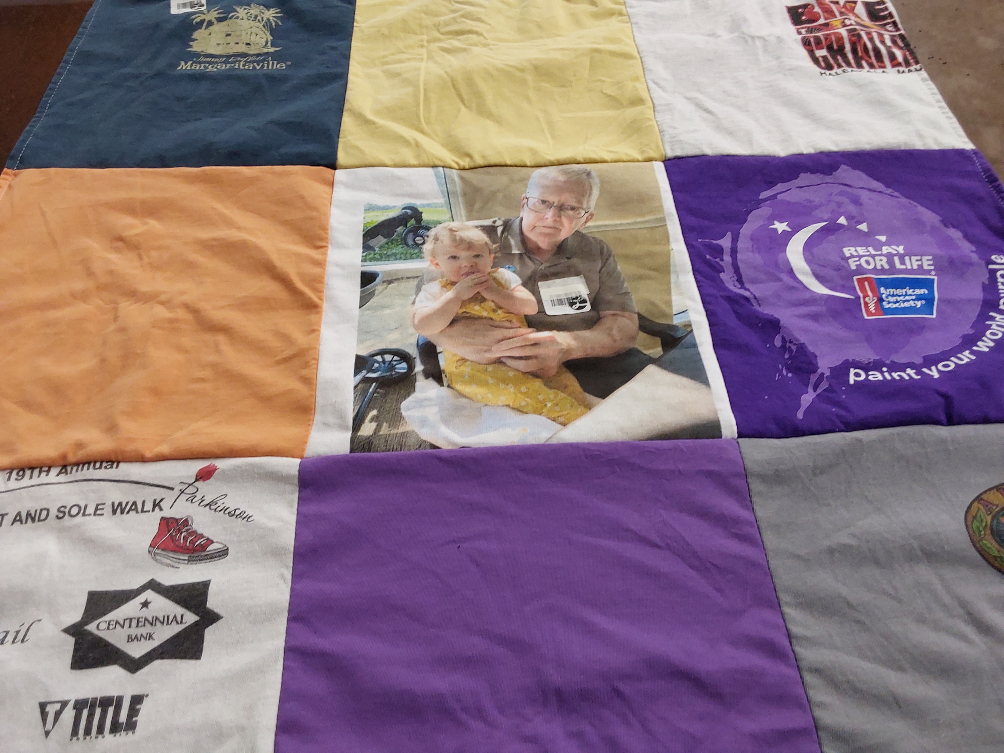 T-shirt quilt with charity, health awareness themes by Kimberly from FL