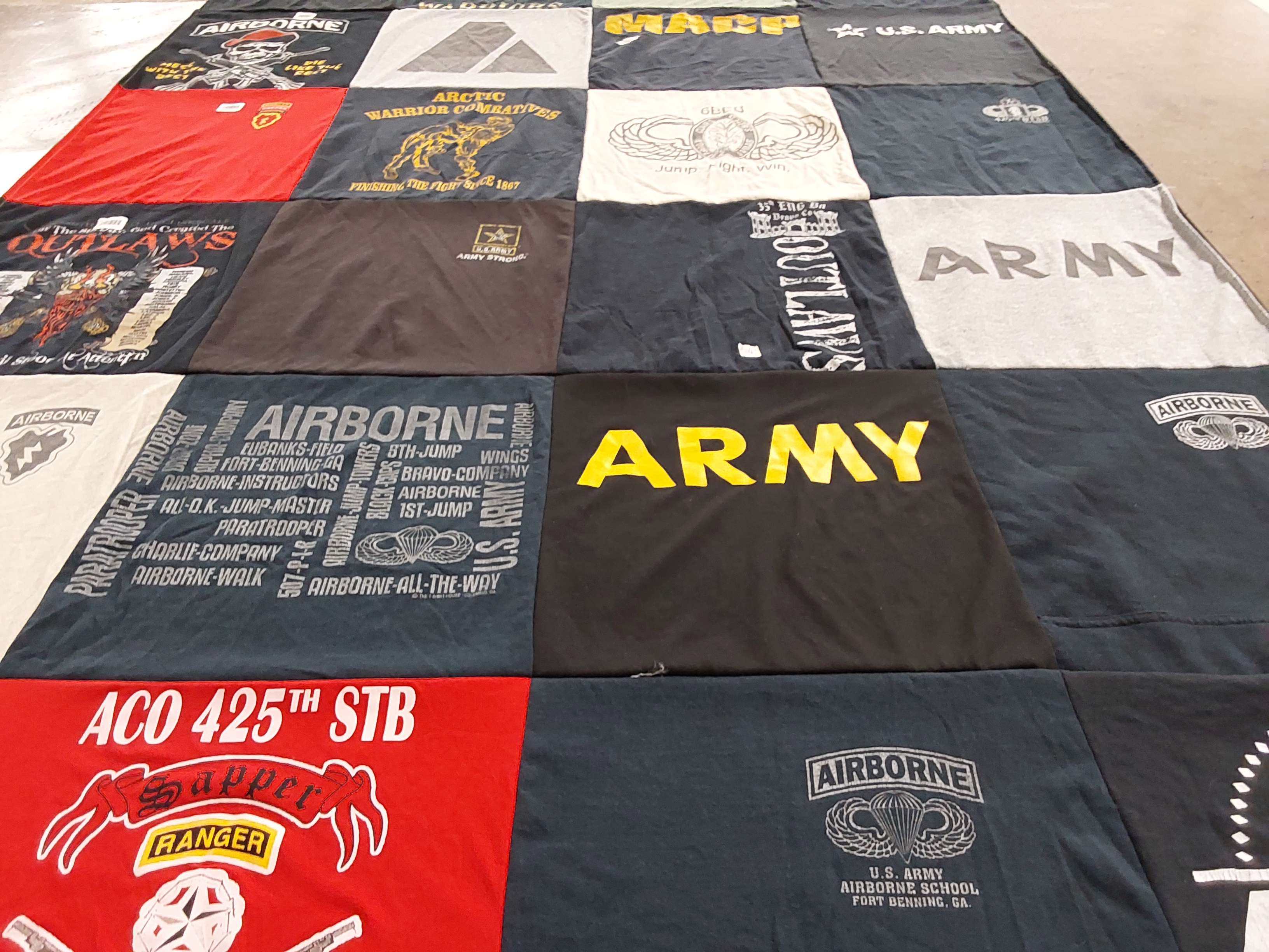 T-shirt quilt from u.s. army airborne school fort benning ga by Heather from VA