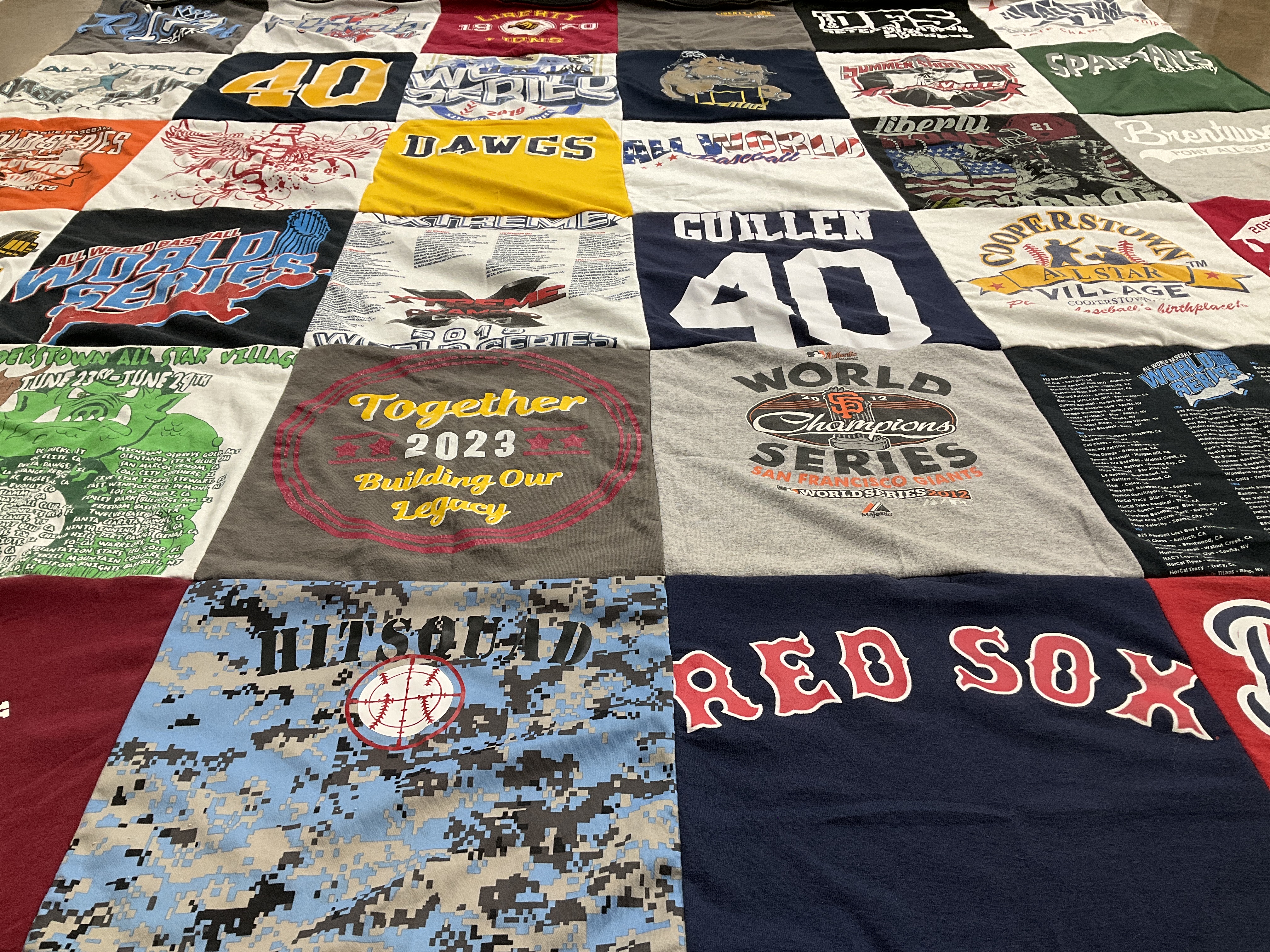 T-shirt quilt featuring red sox, san francisco giants by Rachel from CA