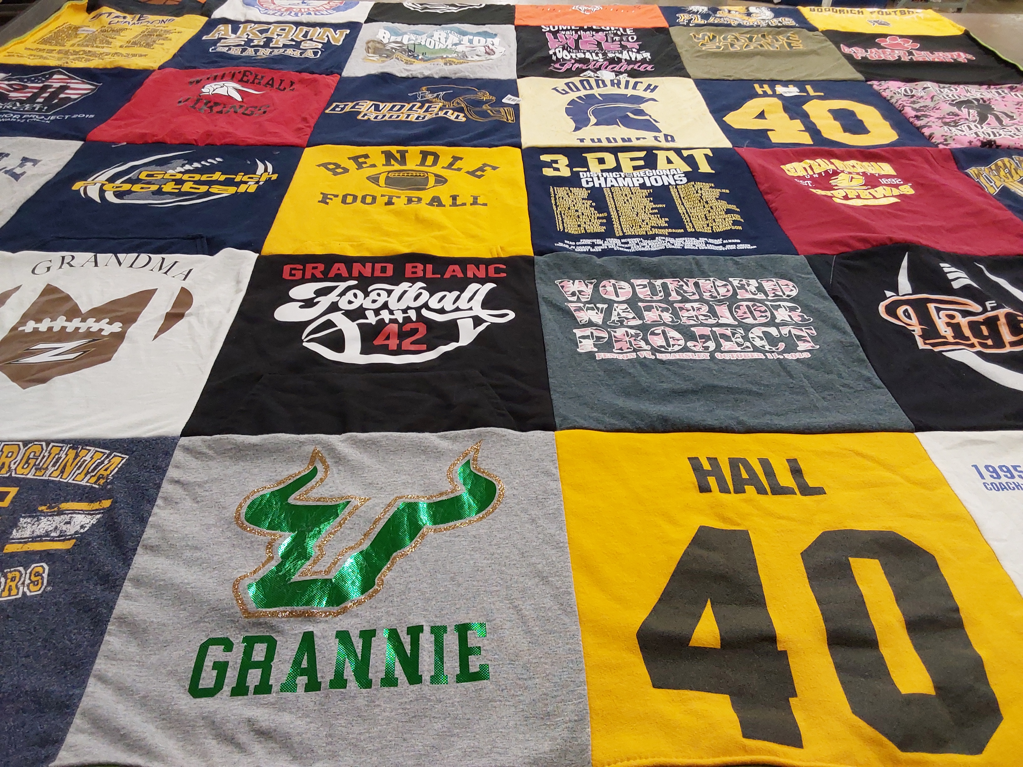 T-shirt quilt from grand blanc high school, bendle high school by Frances from MI