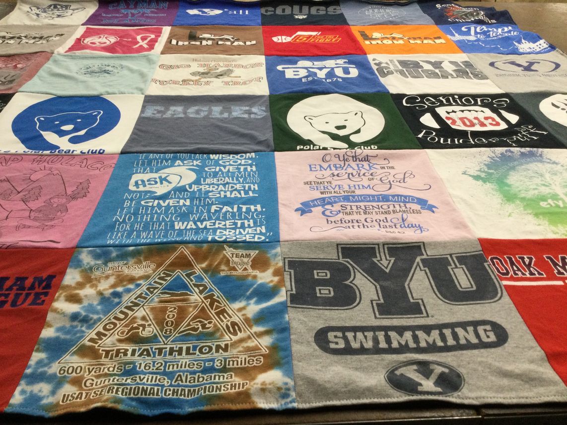 T-shirt quilt from brigham young university by Chandler from AL