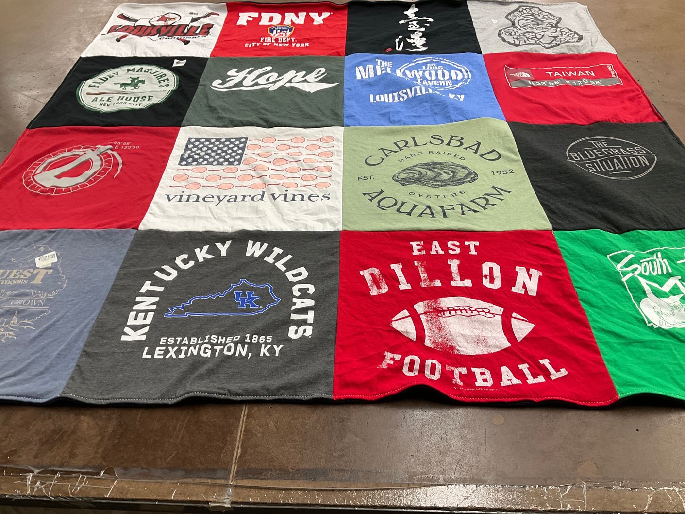T-shirt quilt featuring kentucky wildcats, east dillon football by W. from CA