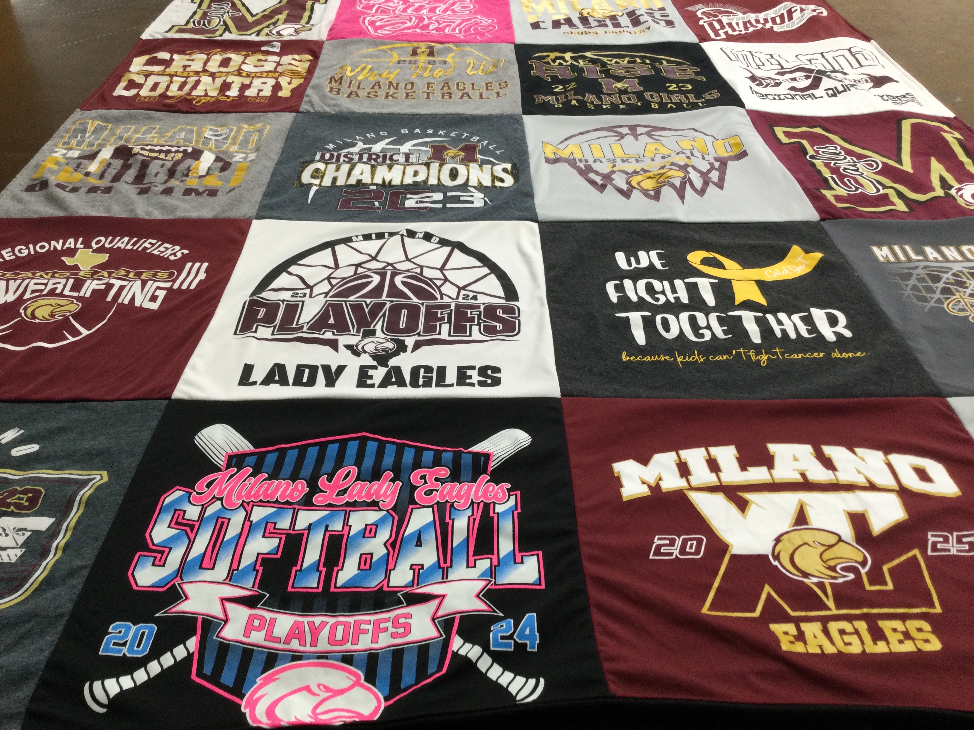 T-shirt quilt featuring milano lady eagles by Tammy from TX