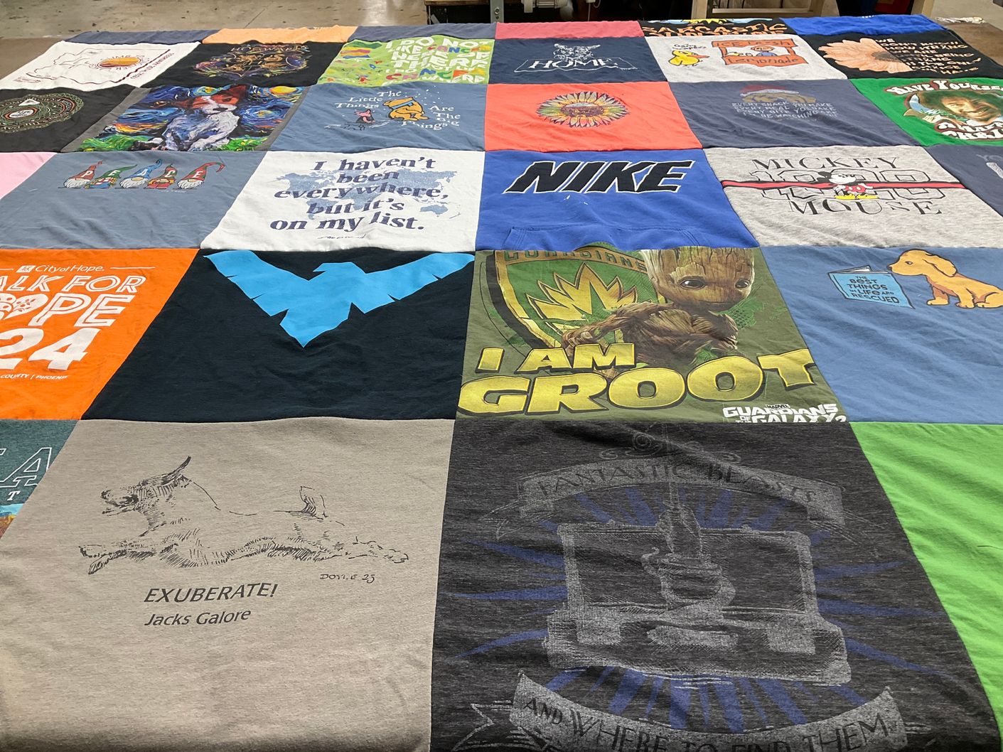 T-shirt quilt with disney, comics themes by Donna from AZ